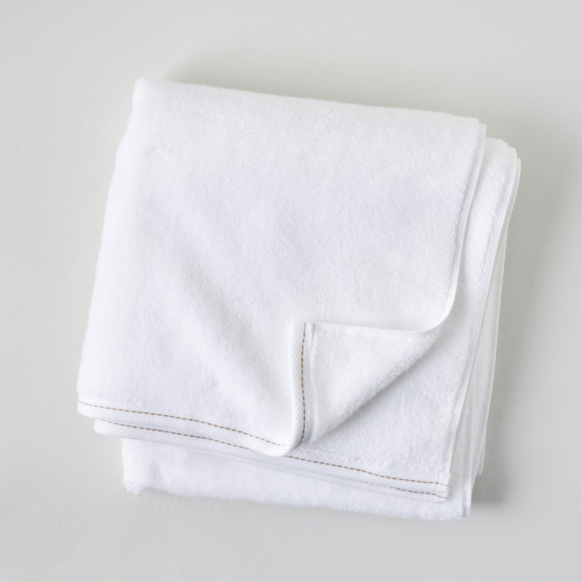 Magnolia White Plush Stitched Edge Towel - Bath Towel