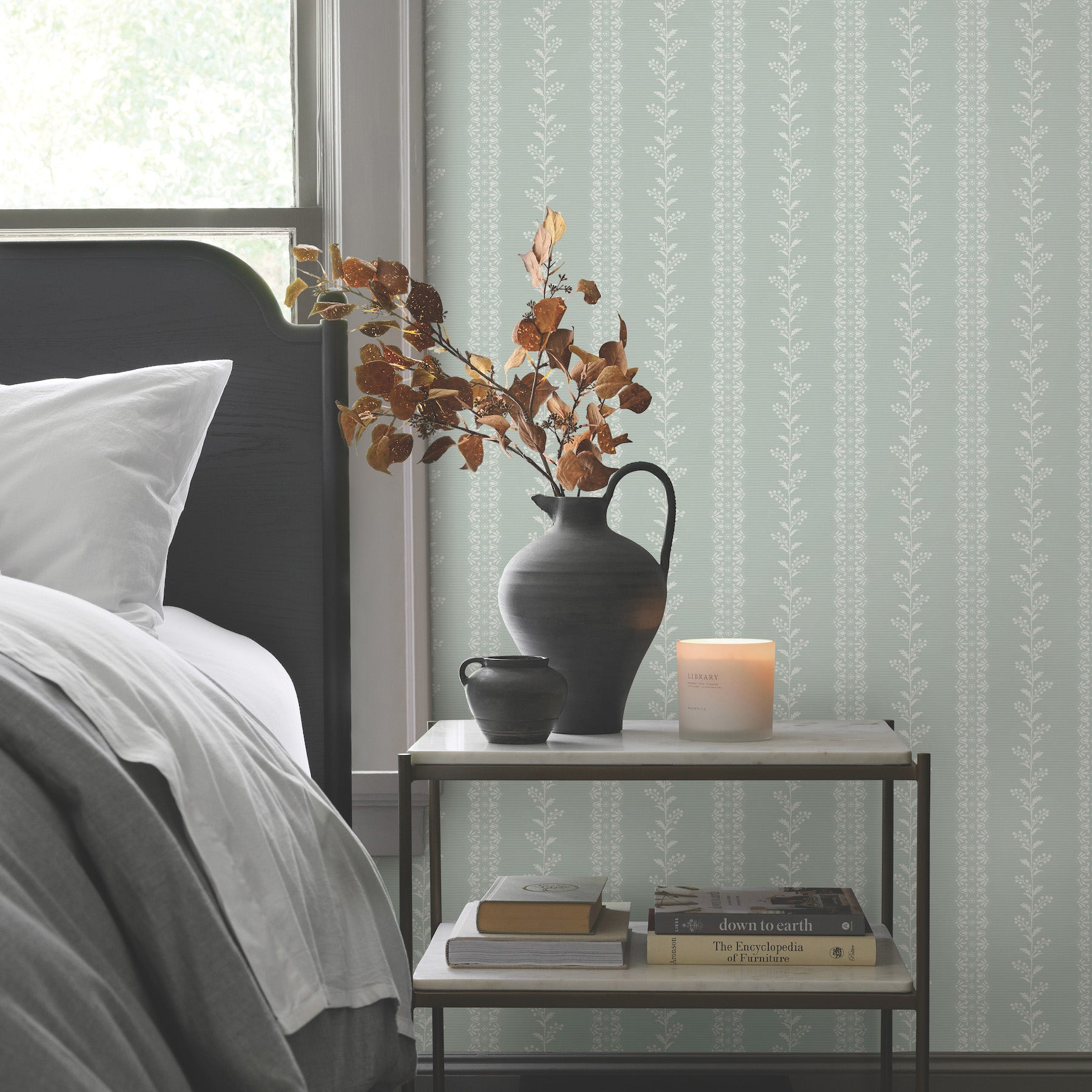 Everleigh Wallpaper in Sage shown in room $140.00