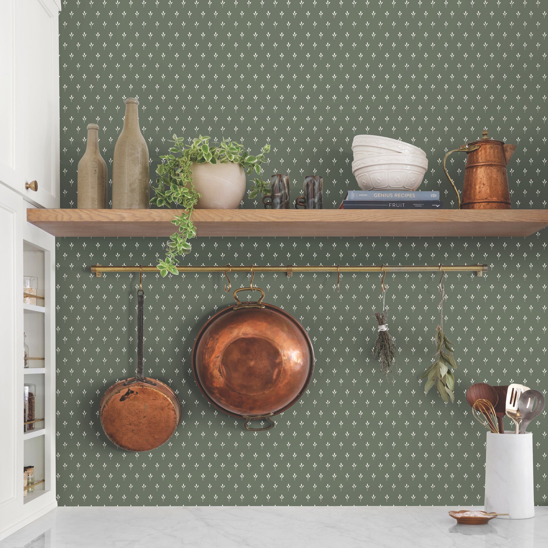 Charm Wallpaper in pine shown in room $140.00