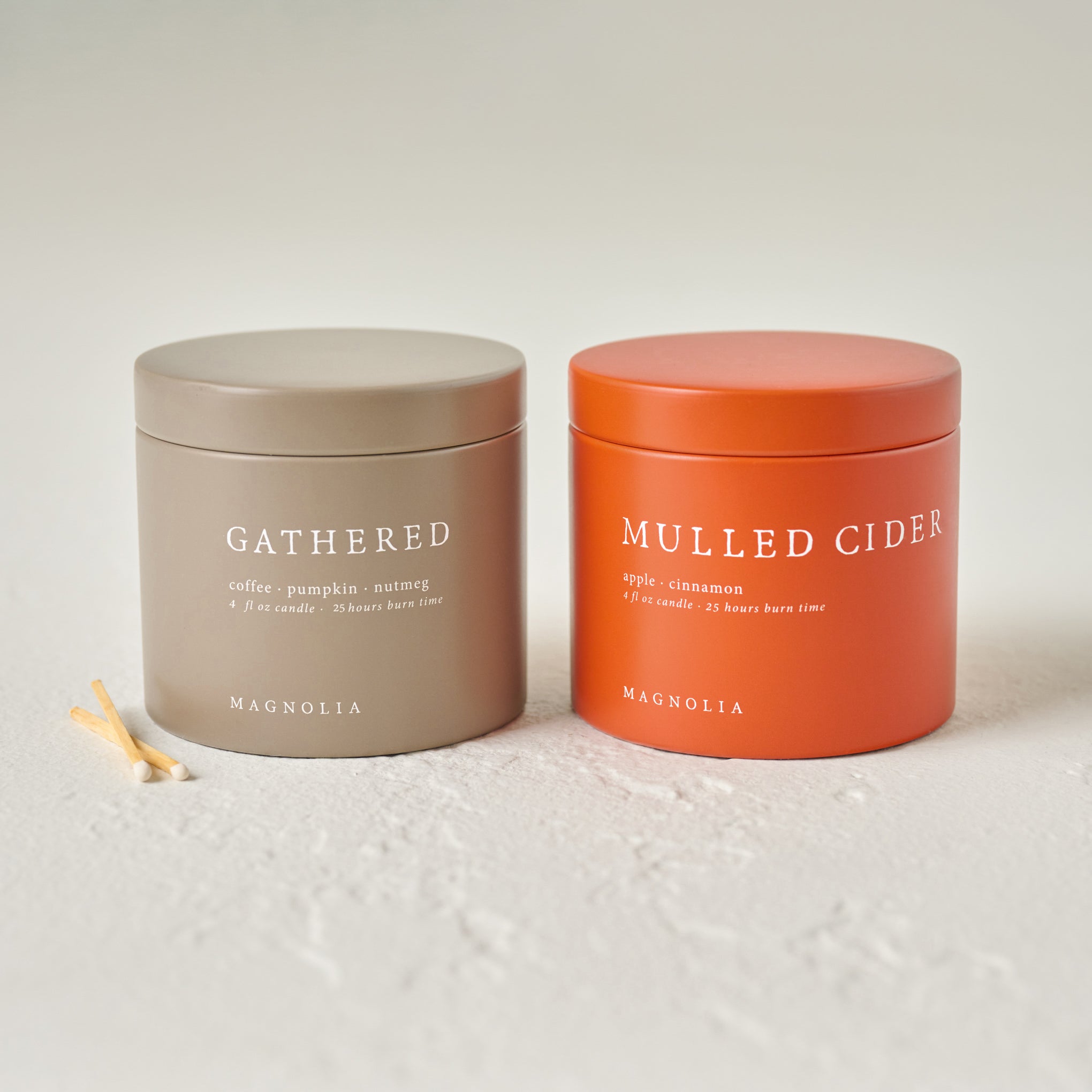 Magnolia Gathered and Mulled Cider Candle Tin Bundle On sale for $16.99, discounted from $30.00