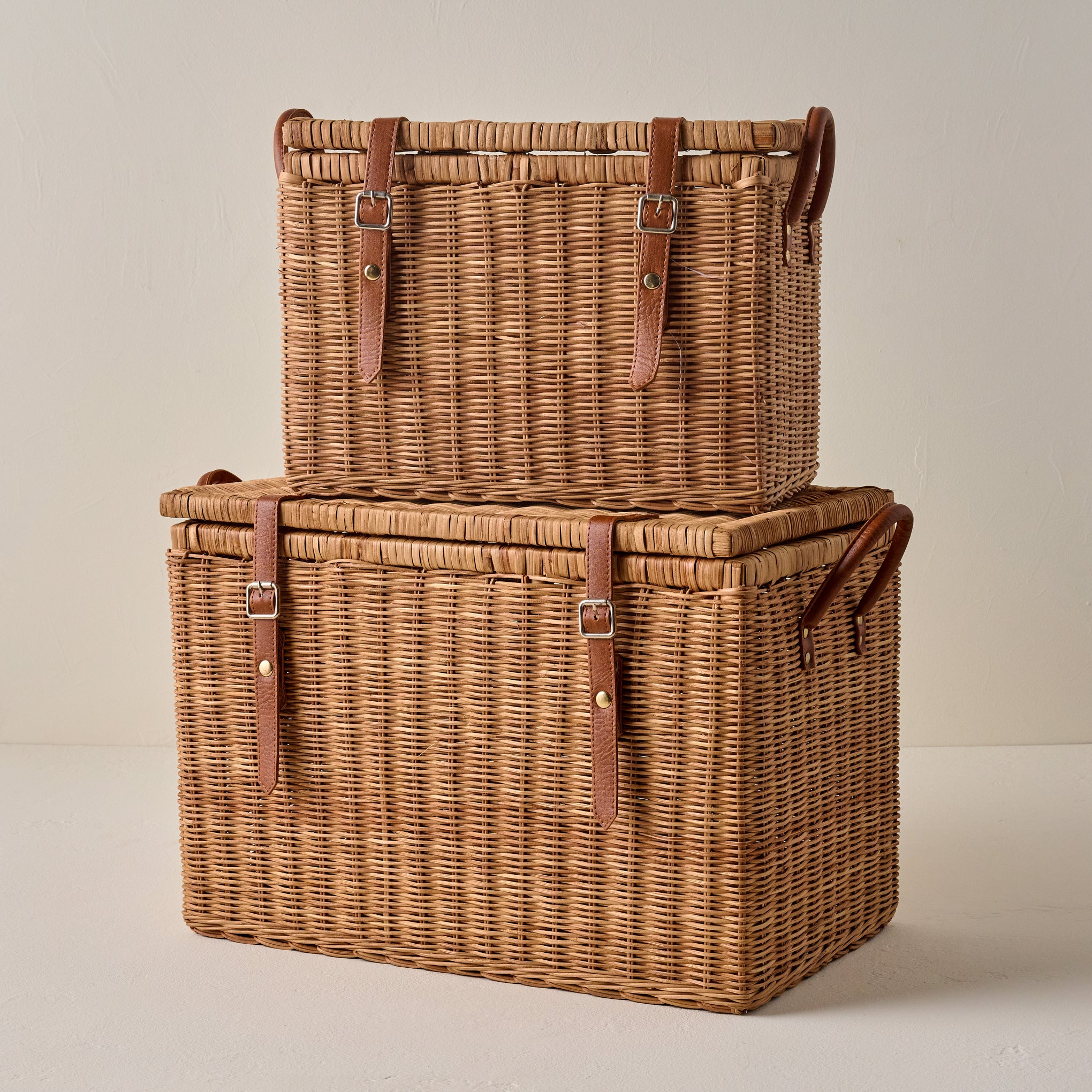 Reid Woven Storage Trunk with Leather Handles - 2 sizes Items range from $84.00 to $120.00