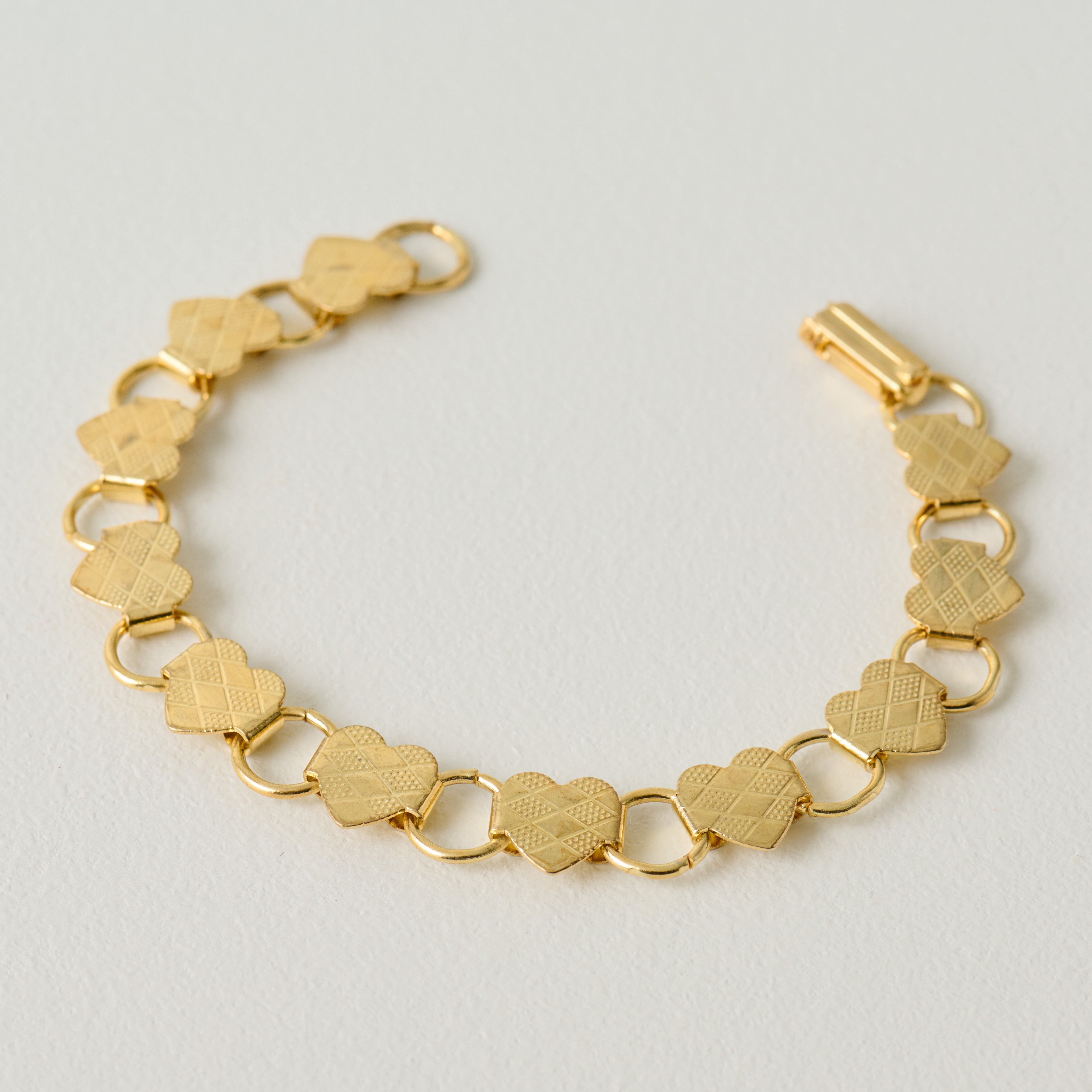 Gold Heart Brass Bracelet $26.00
