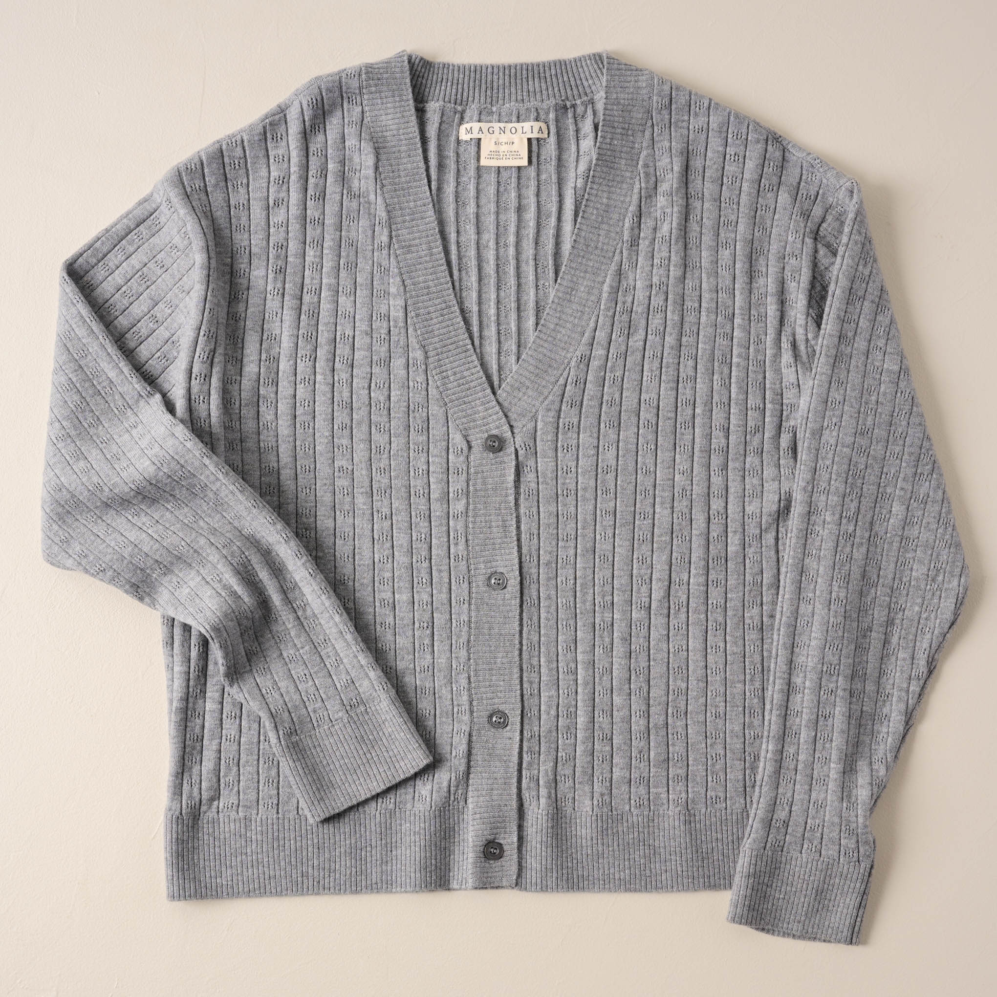 Pointelle French Grey Cardigan On sale for $44.99, discounted from $68.00