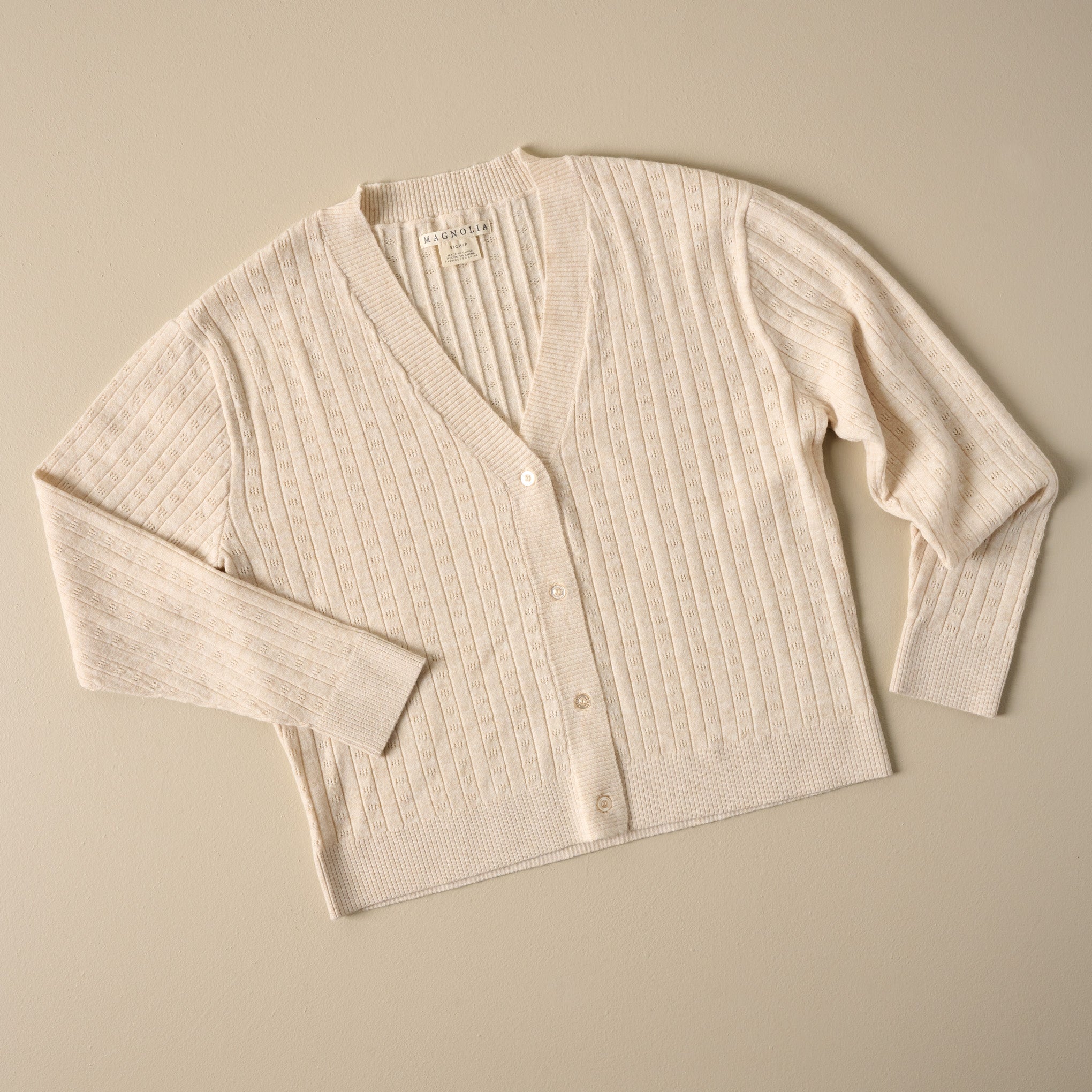 Pointelle Oatmeal Cardigan On sale for $44.99, discounted from $68.00