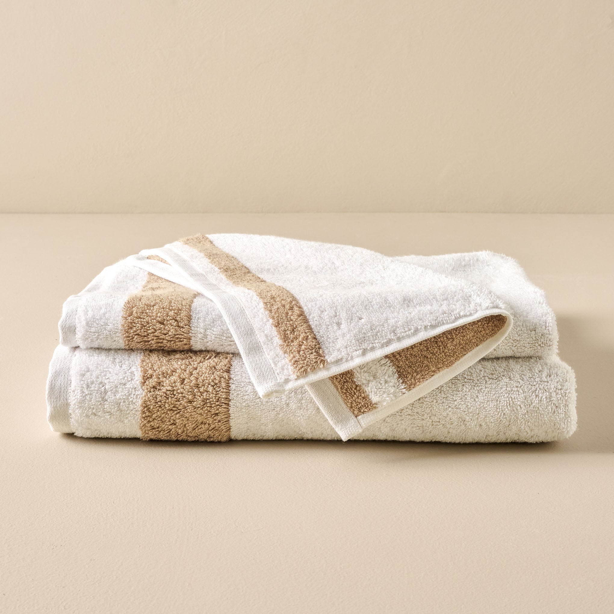 Sedona Reversible Taupe Towel full set shown