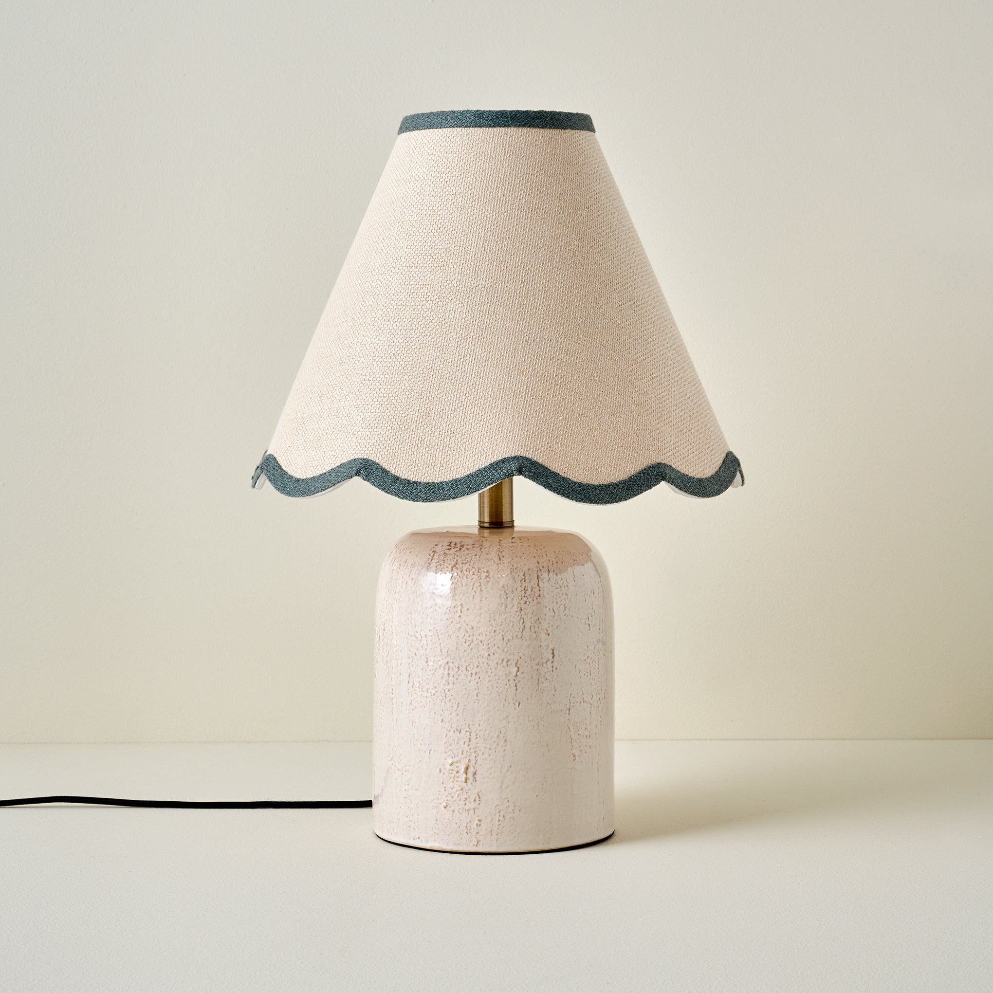 Farrah Table Lamp - Textured Cream with Charcoal Wavy Shade