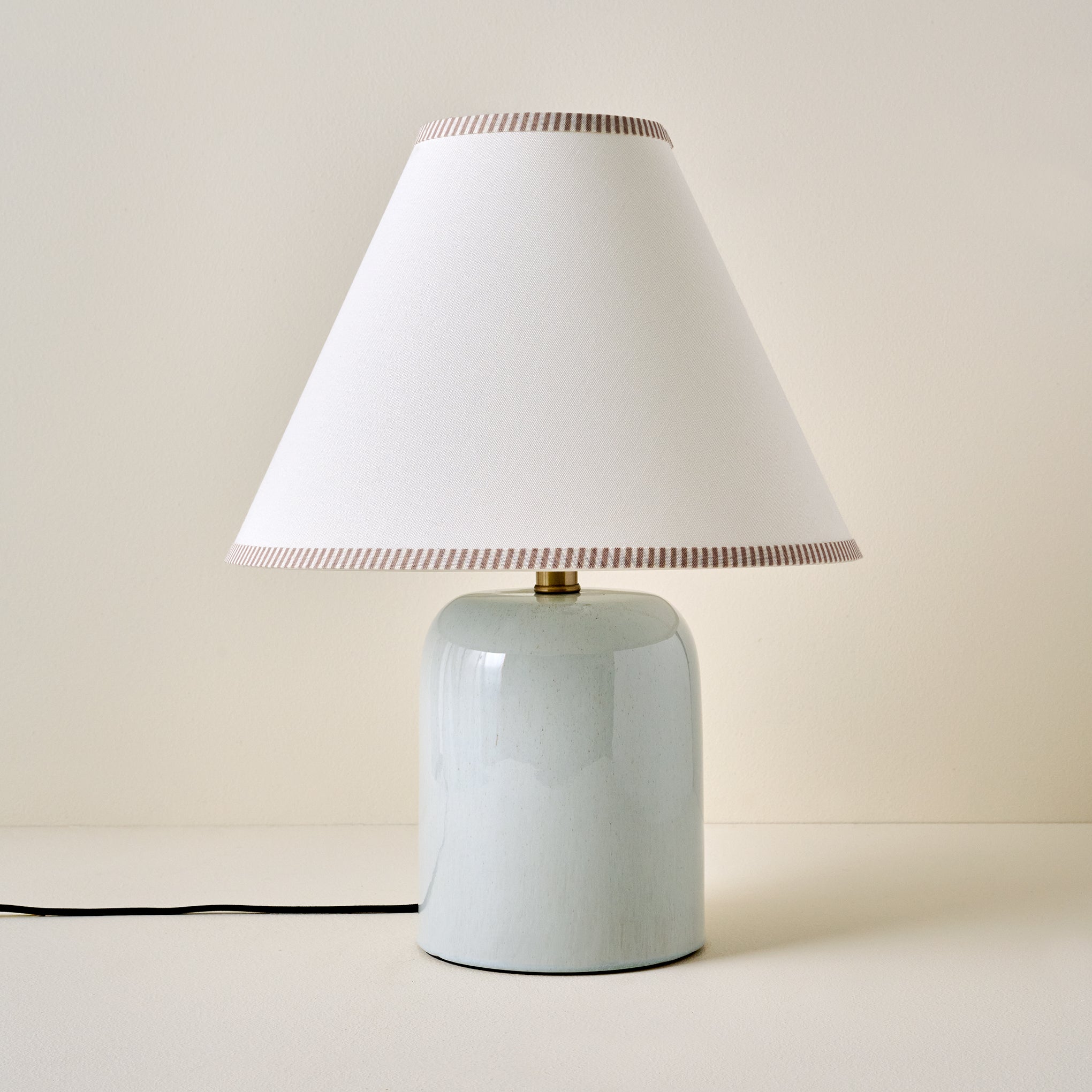 Farrah Table Lamp - Mist Blue with Natural Stripe Shade