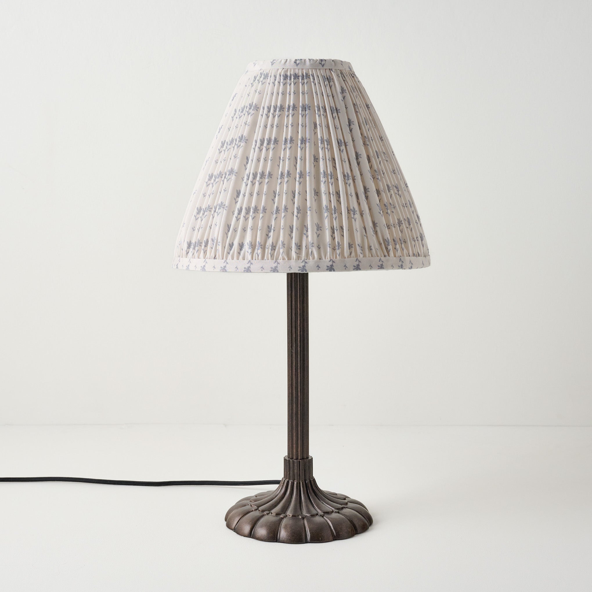 Stella Table Lamp-Bronze Scallop with Blue Blockprint Shade $168.00