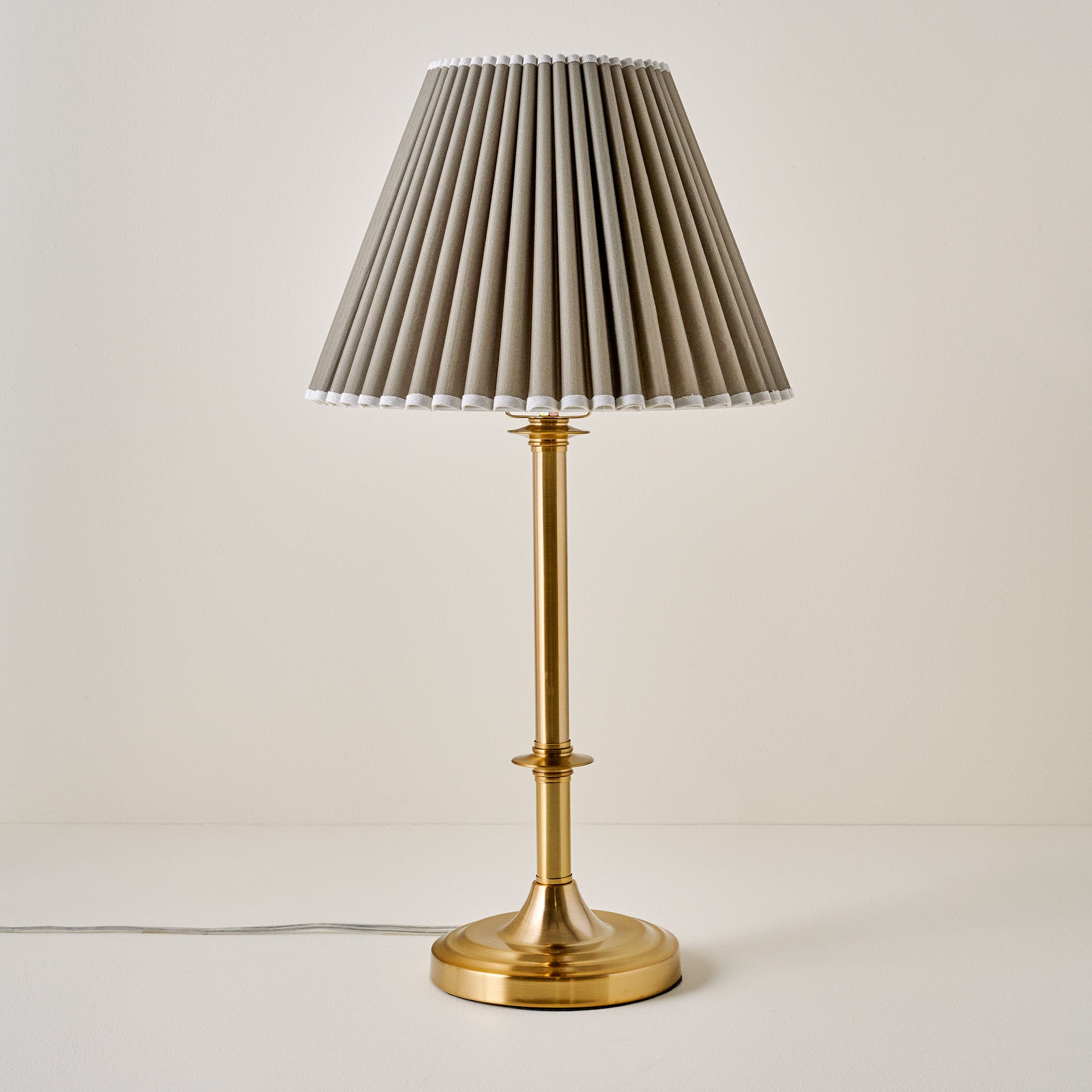 Carmen Brass Table Lamp with olive pleat shade