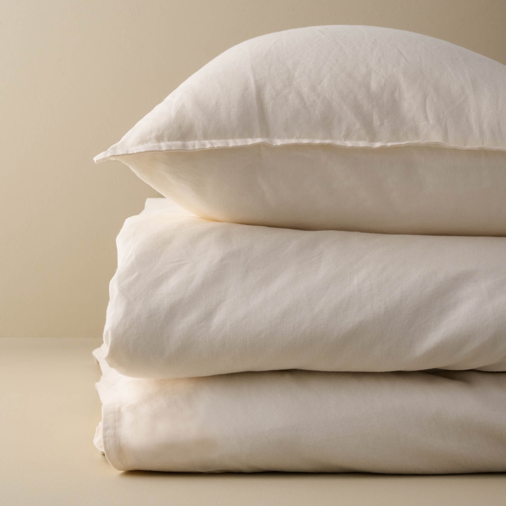 Stacked Antique White Washed Linen Cotton Duvet Cover and Pillow Sham $159.00