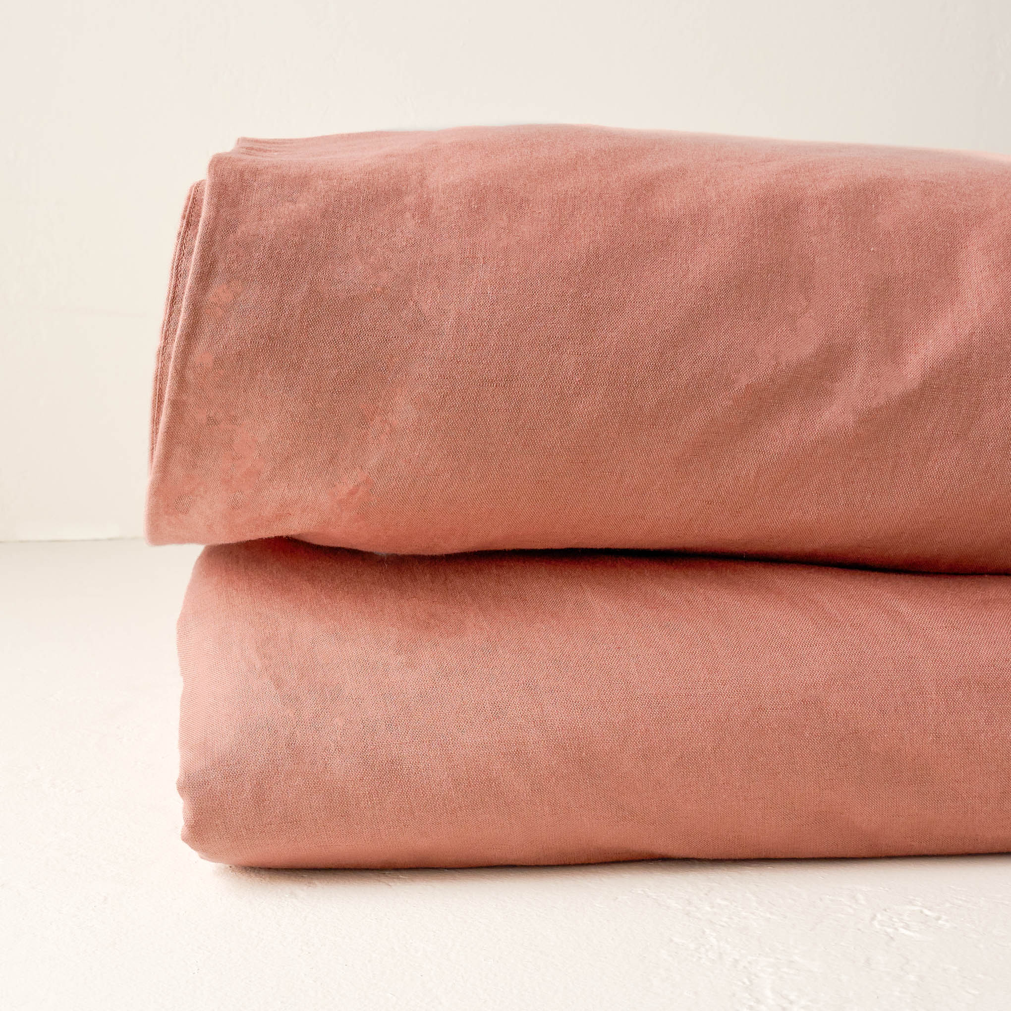 Folded Desert Clay Washed Linen Cotton Duvet Cover