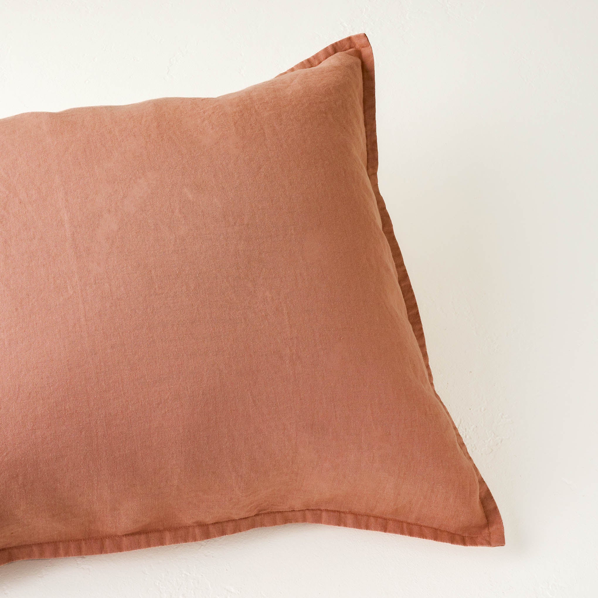 Top view of Desert Clay Washed Linen Cotton Pillow Sham On sale for $29.74, discounted from $49.00