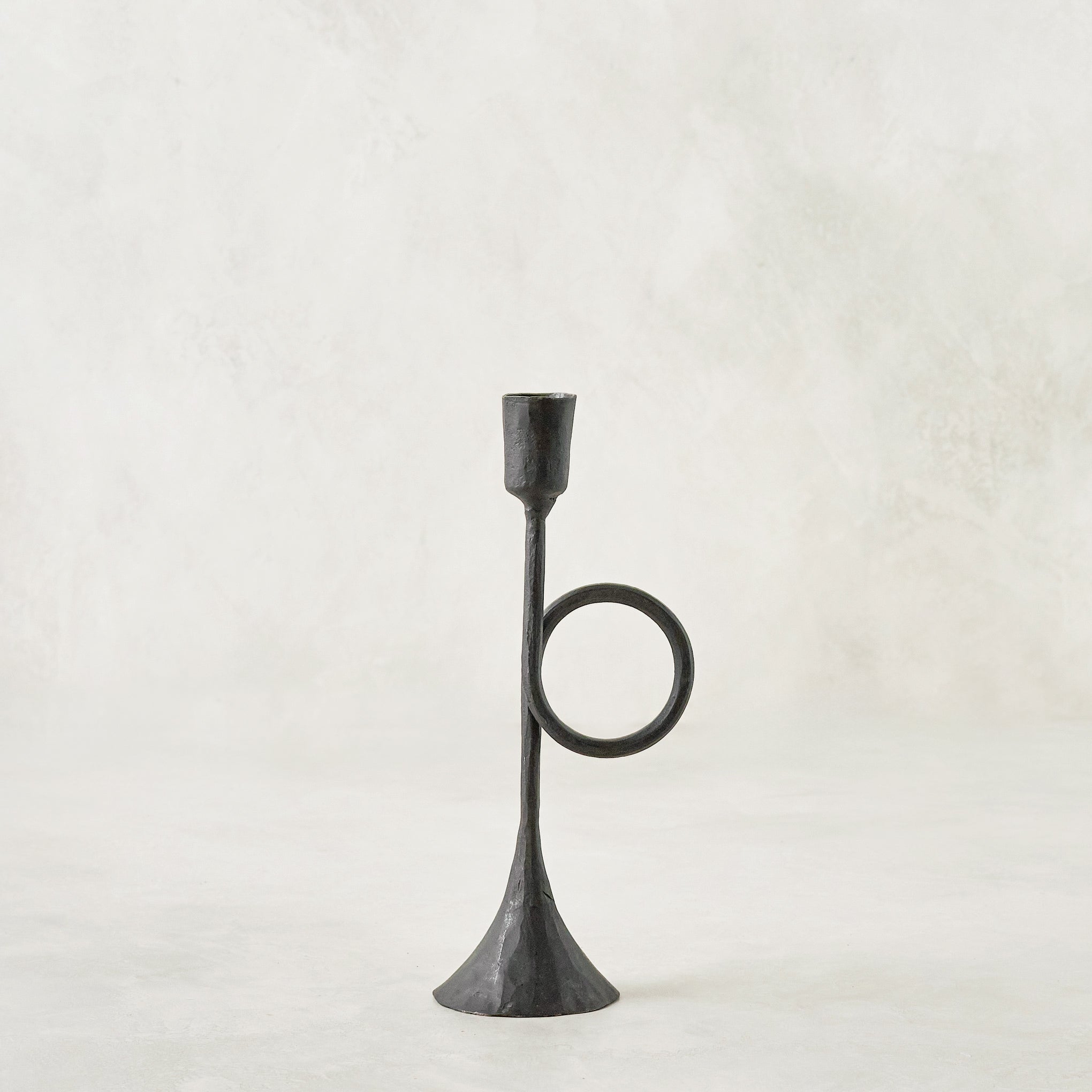 Small Black Antique Inspired Trumpet Taperholder