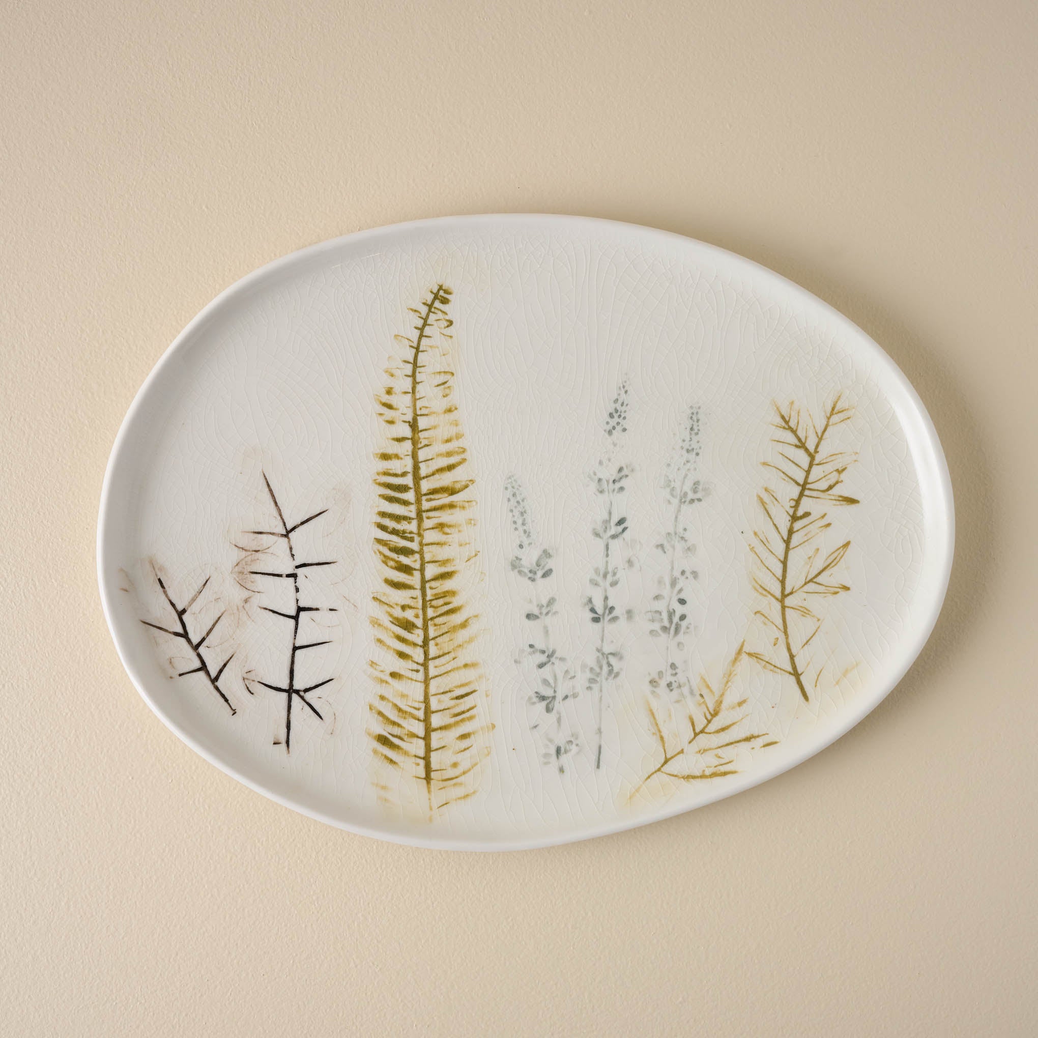 Pressed Floral Ceramic Platter $32.00