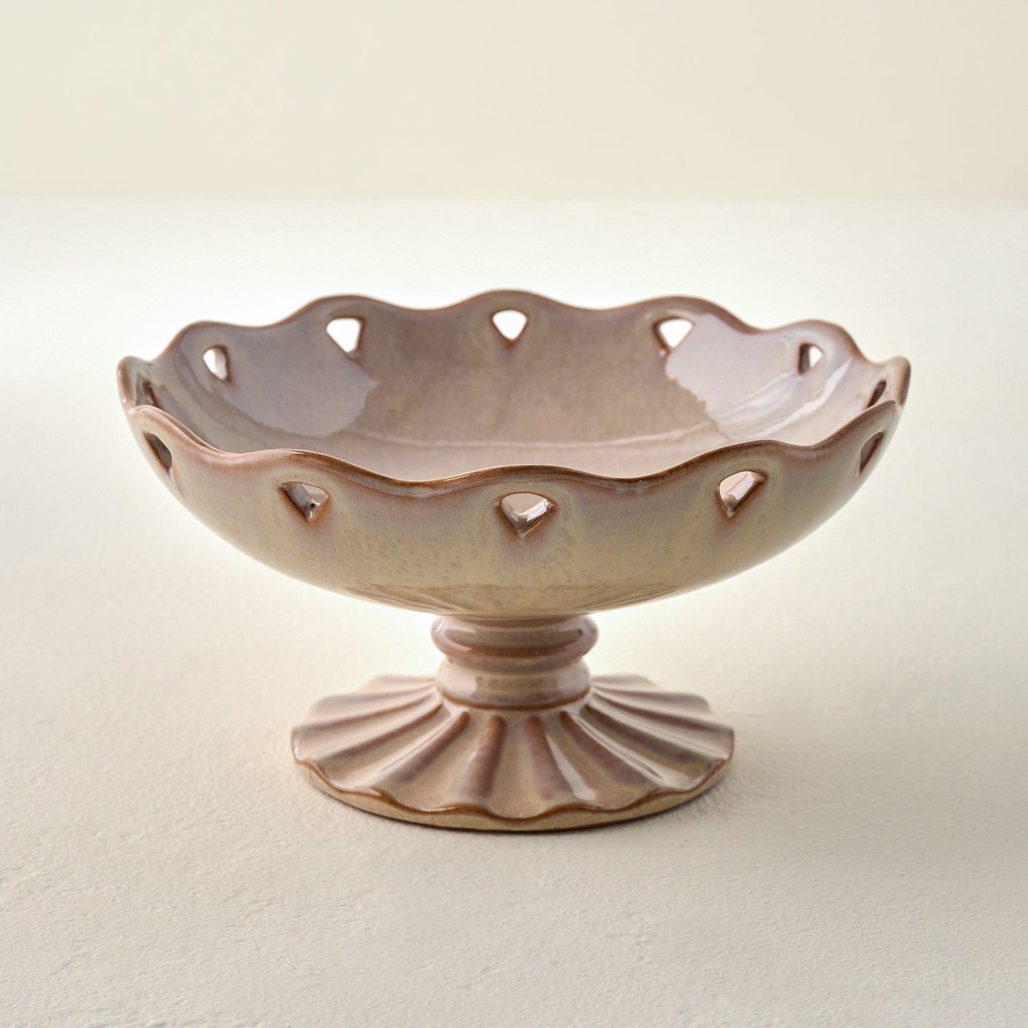 Large Millie Glazed Ceramic Compote Bowl
