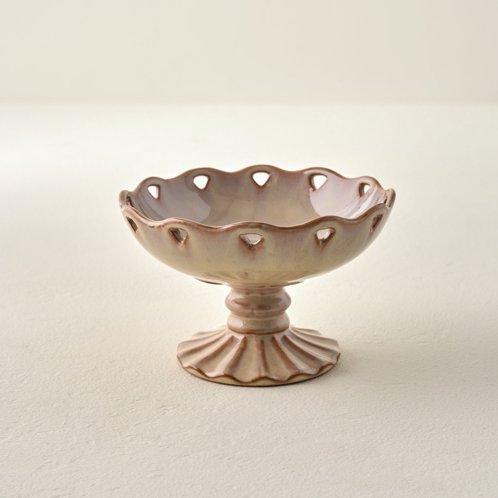 Small Millie Glazed Ceramic Compote Bowl