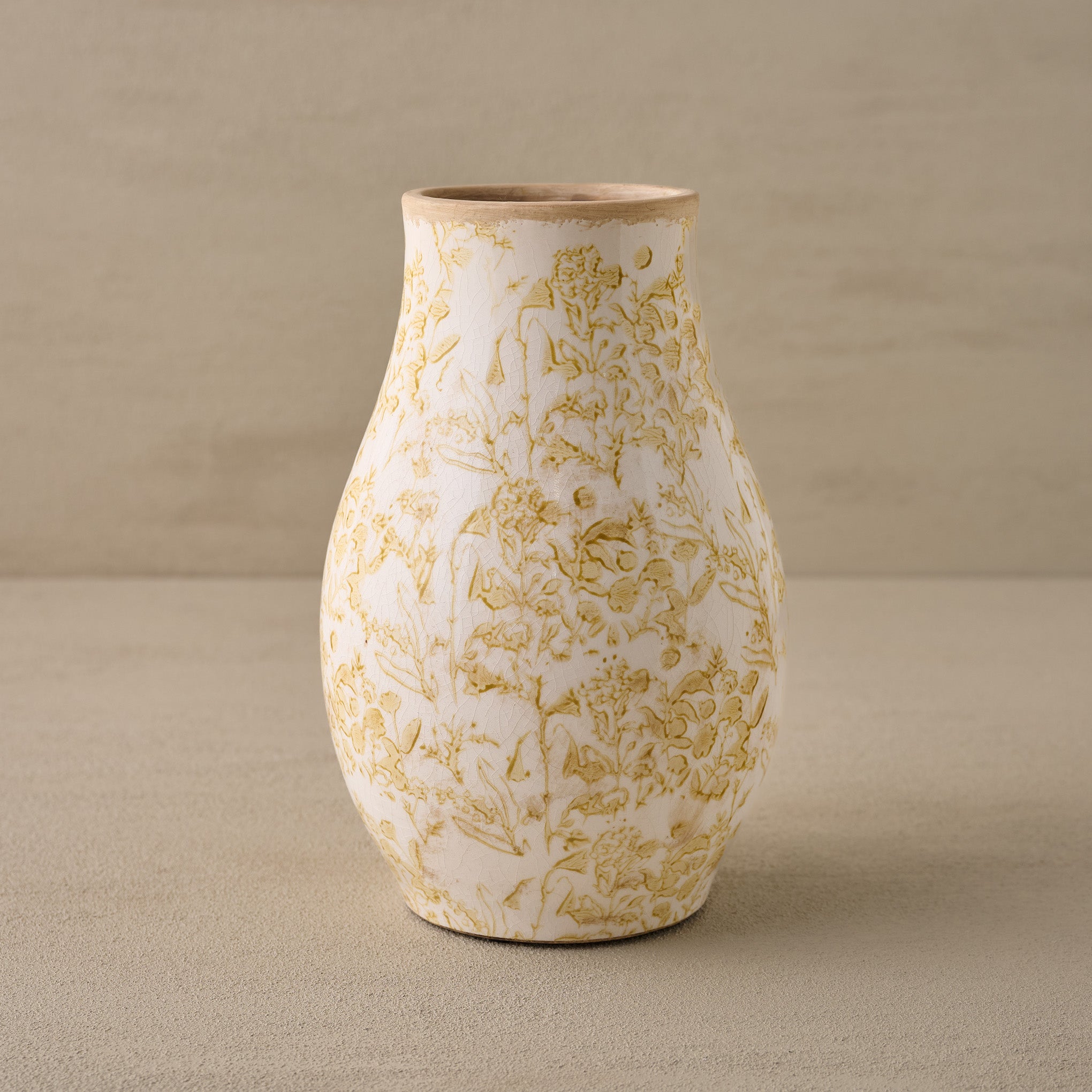 Distressed Tan Floral Vase $58.00