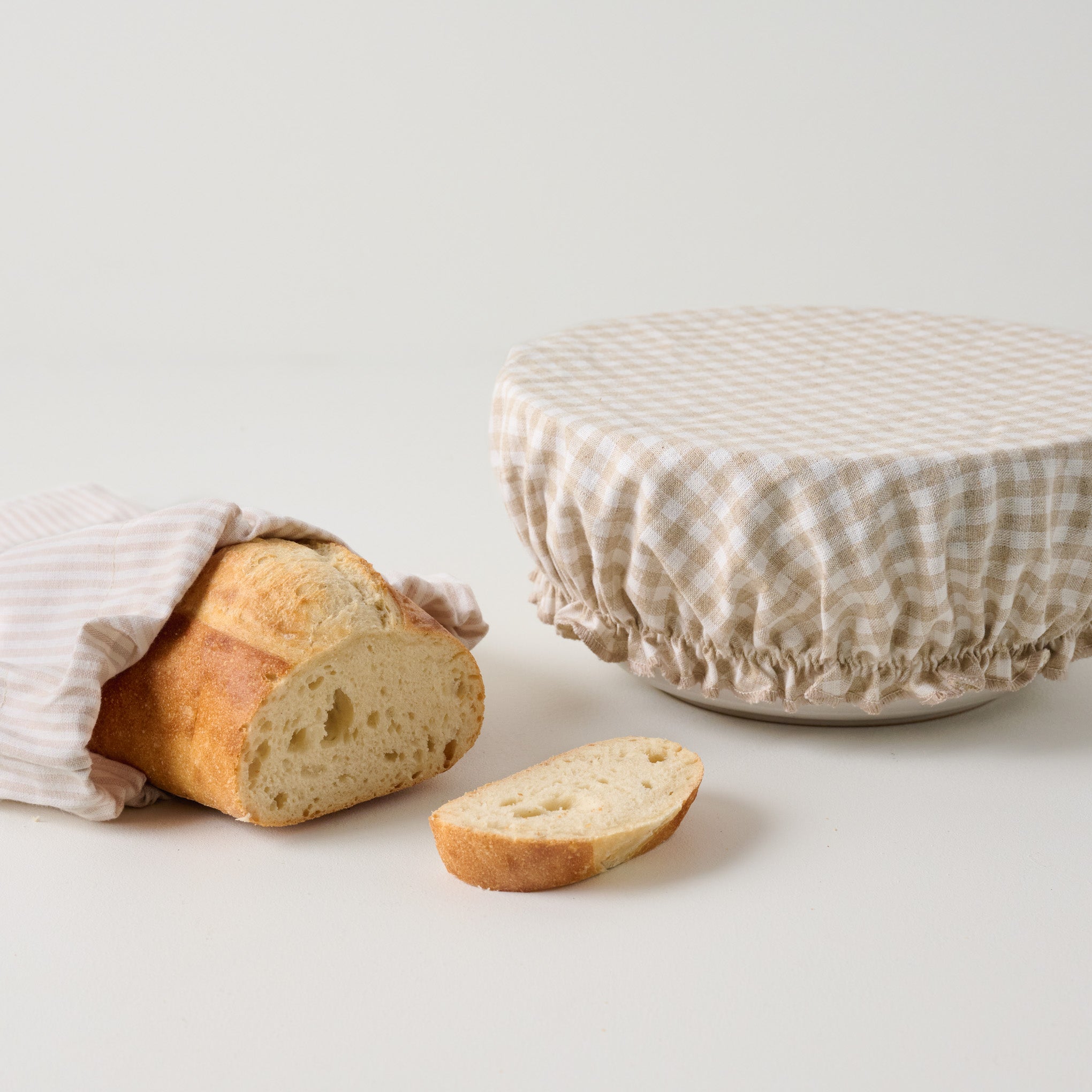 Wheat Gingham Bread Bowl Cover & Bag Setshown with bread $38.00