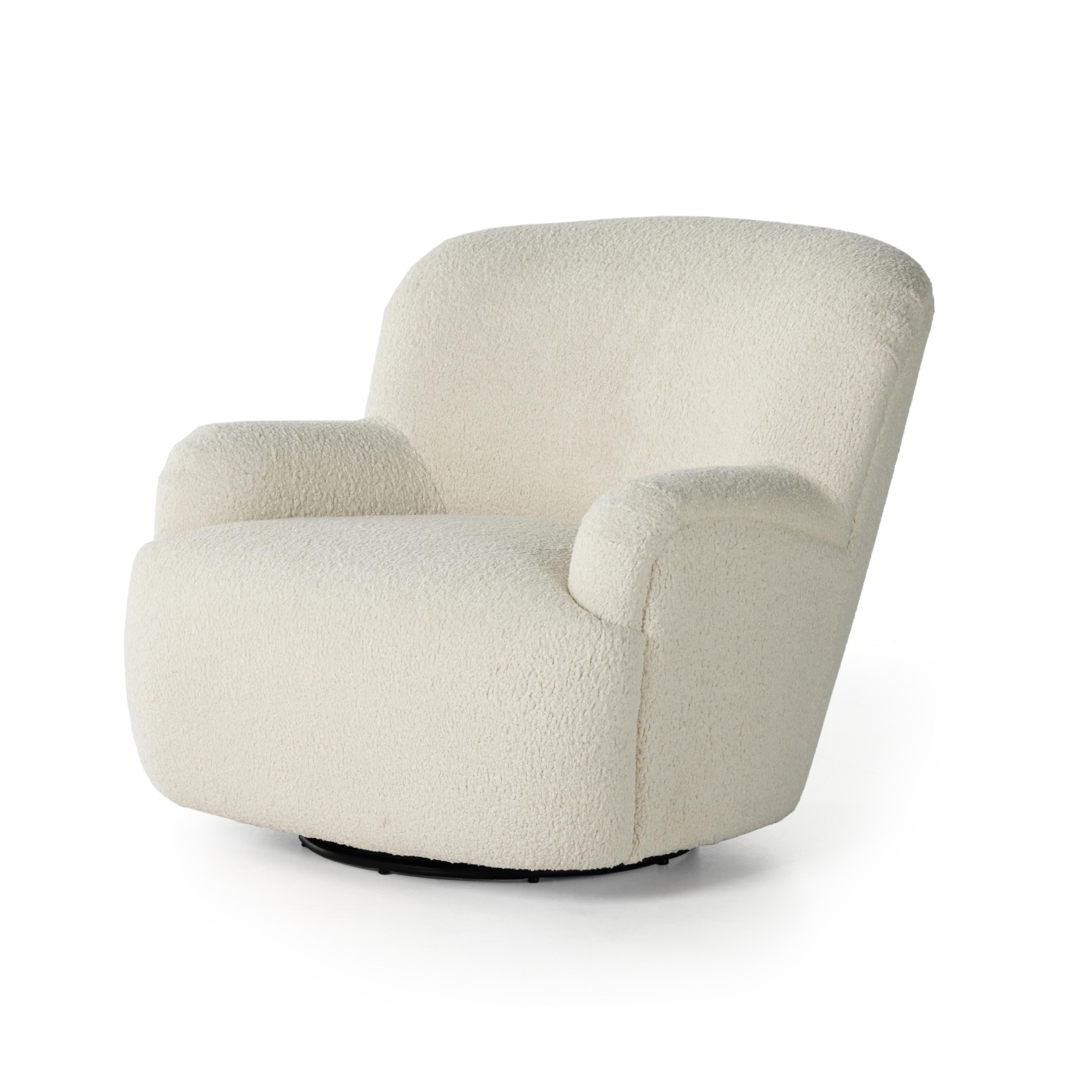 Ruby Swivel Chair in Almond front view angled
