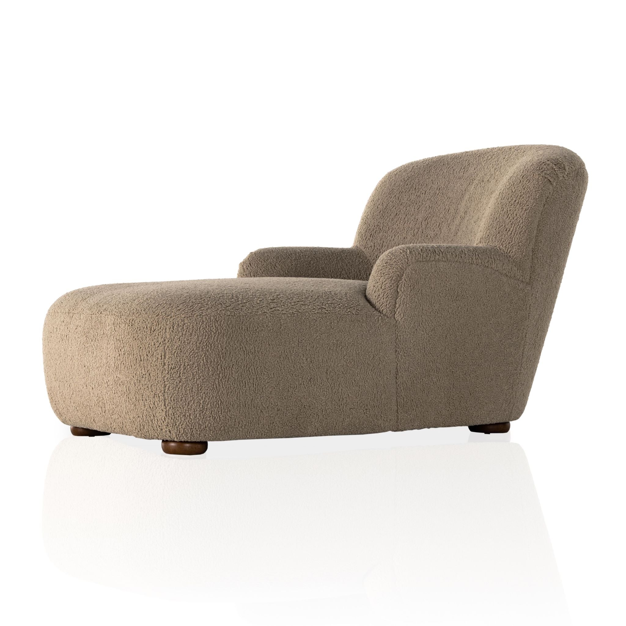 Ruby Chaise Lounge in camel side view angled
