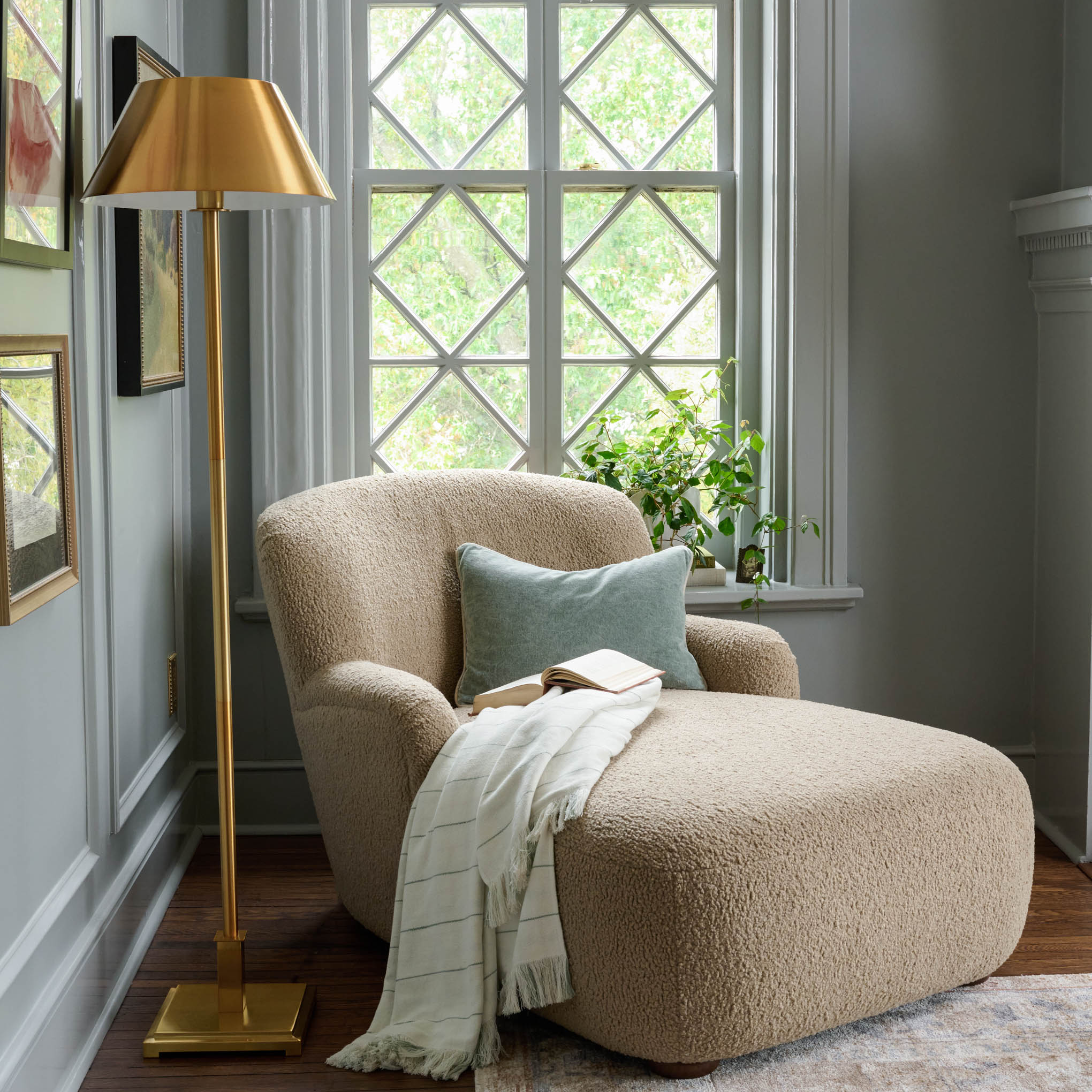 Ruby chaise lounge with florence plaid throw blanket $1749.00