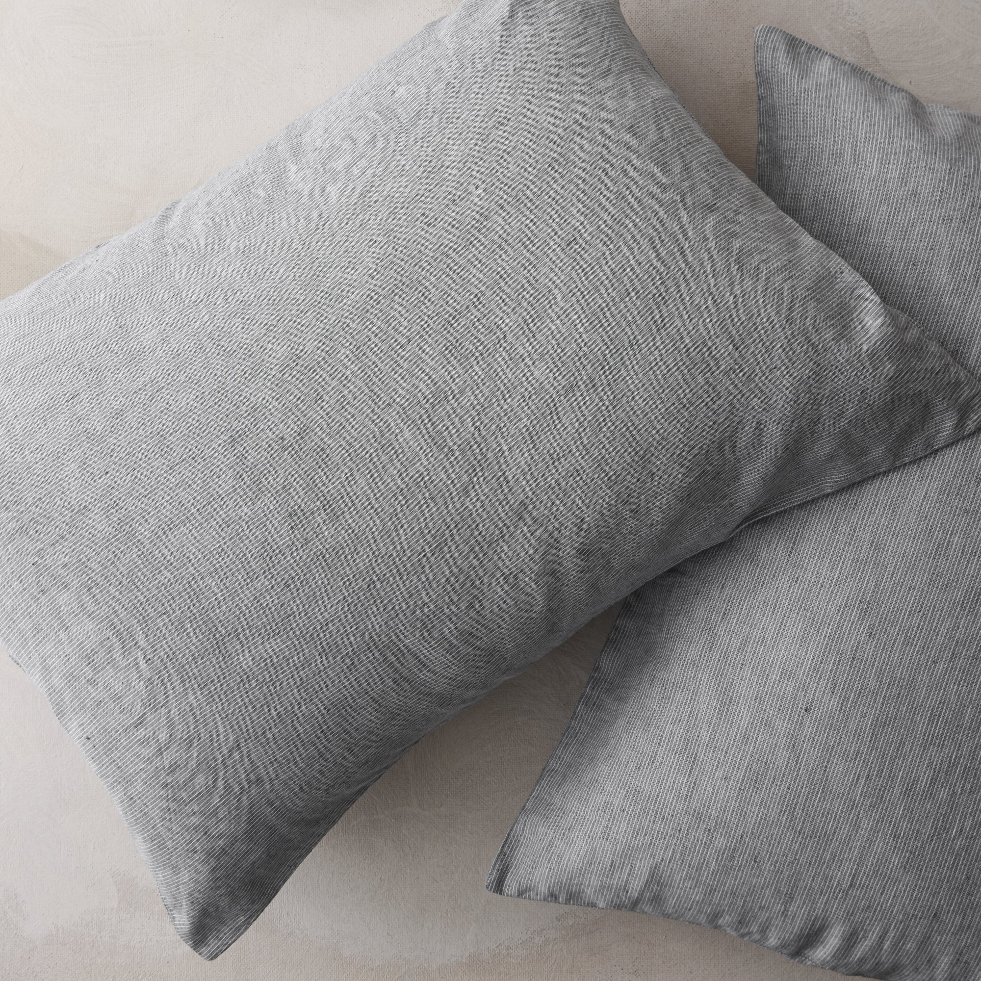 magnolia linen cotton pillow sham bedding in charcoal stripe On sale for $34.99, discounted from $49.00