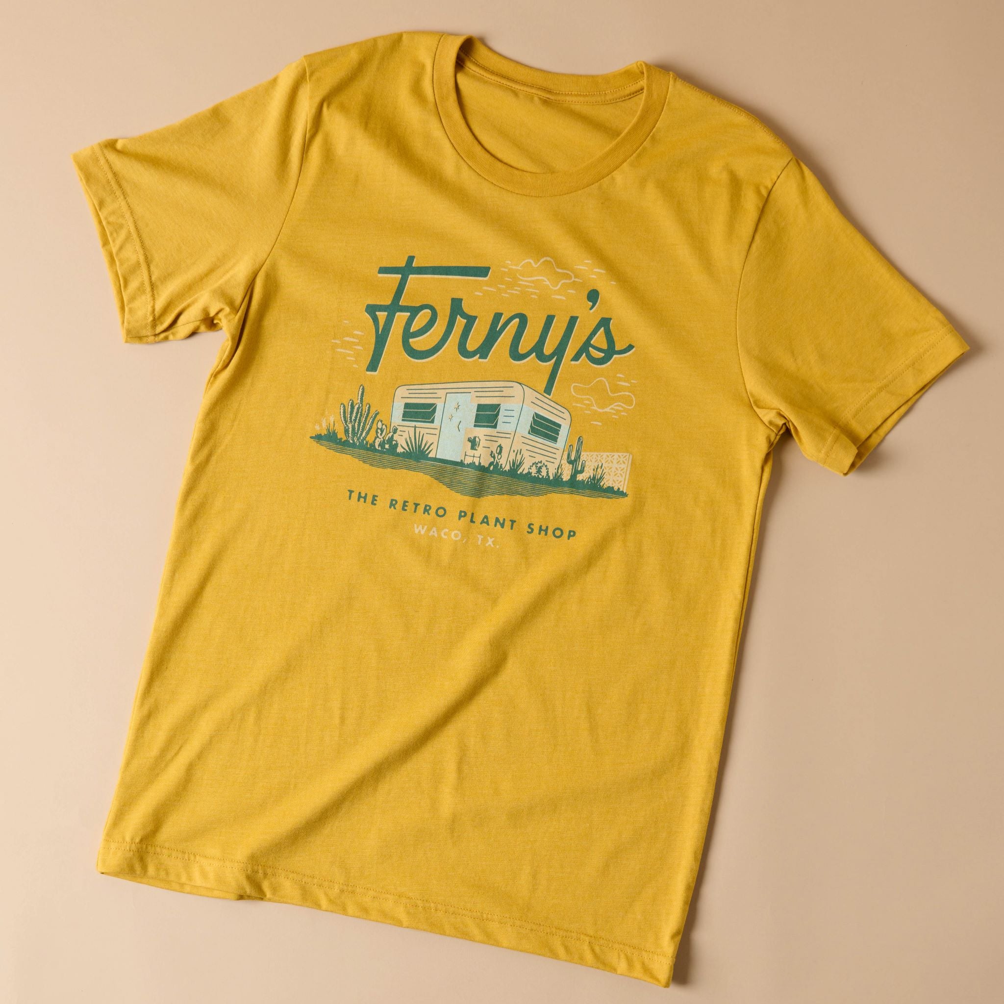 Ferny's Mustard Camper Tee Shirt $32.00
