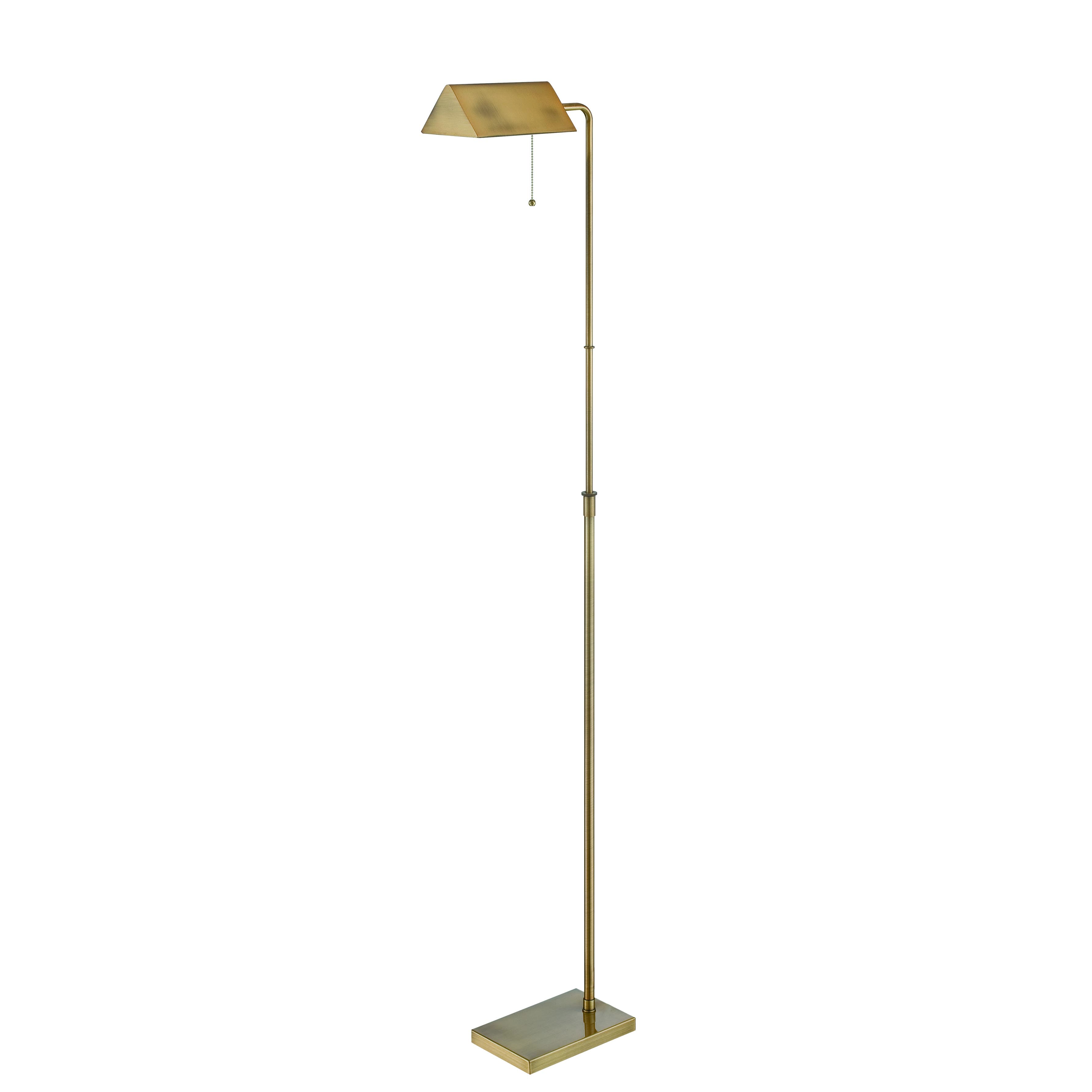 brass metal library floor lamp with pull chain