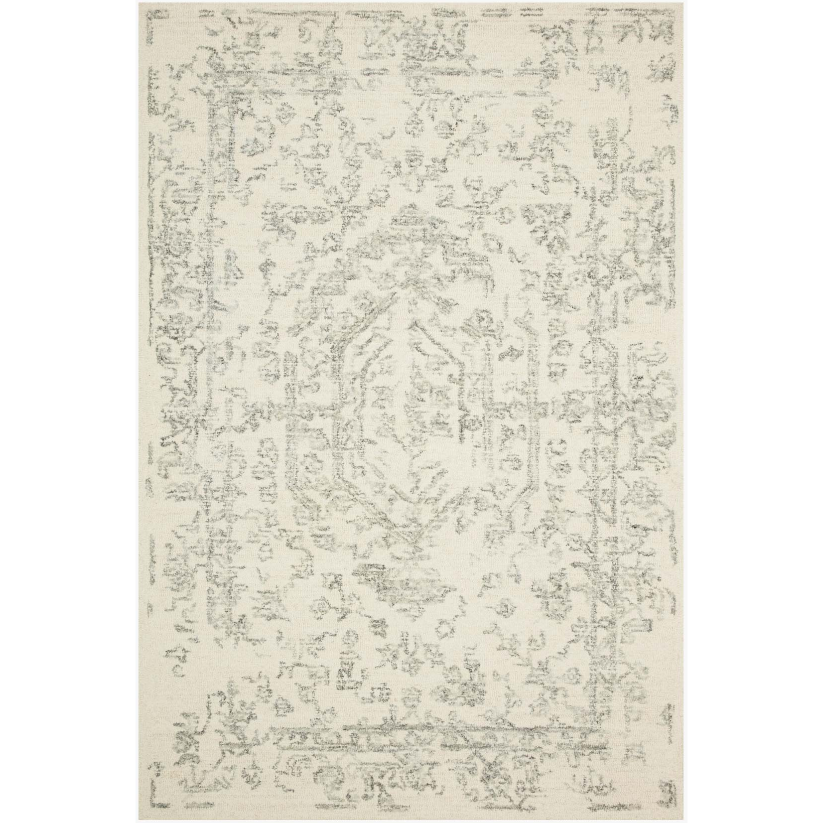 cream and grey distressed area rug with traditional detail Items range from $399.00 to $1759.00