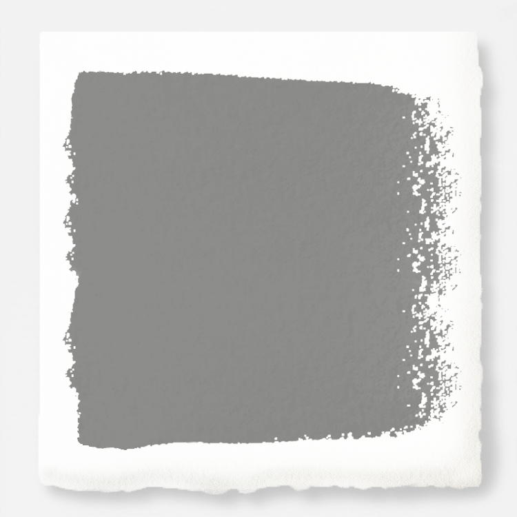 A warm mid-tone gray door and cabinet paint named cozy up