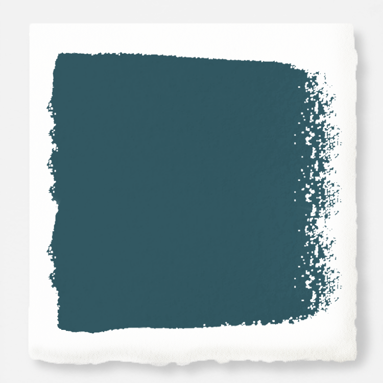 Blue and green combined to create an ashy peacock blue door and cabinet paint named water garden