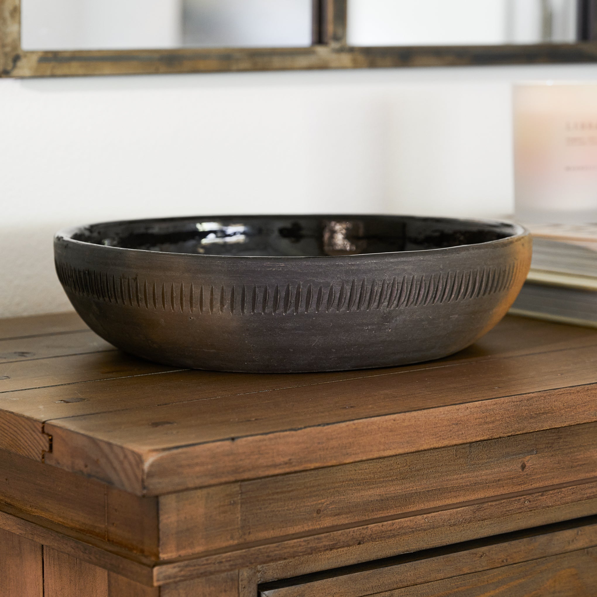 Rustic Black Clay Accent Bowl