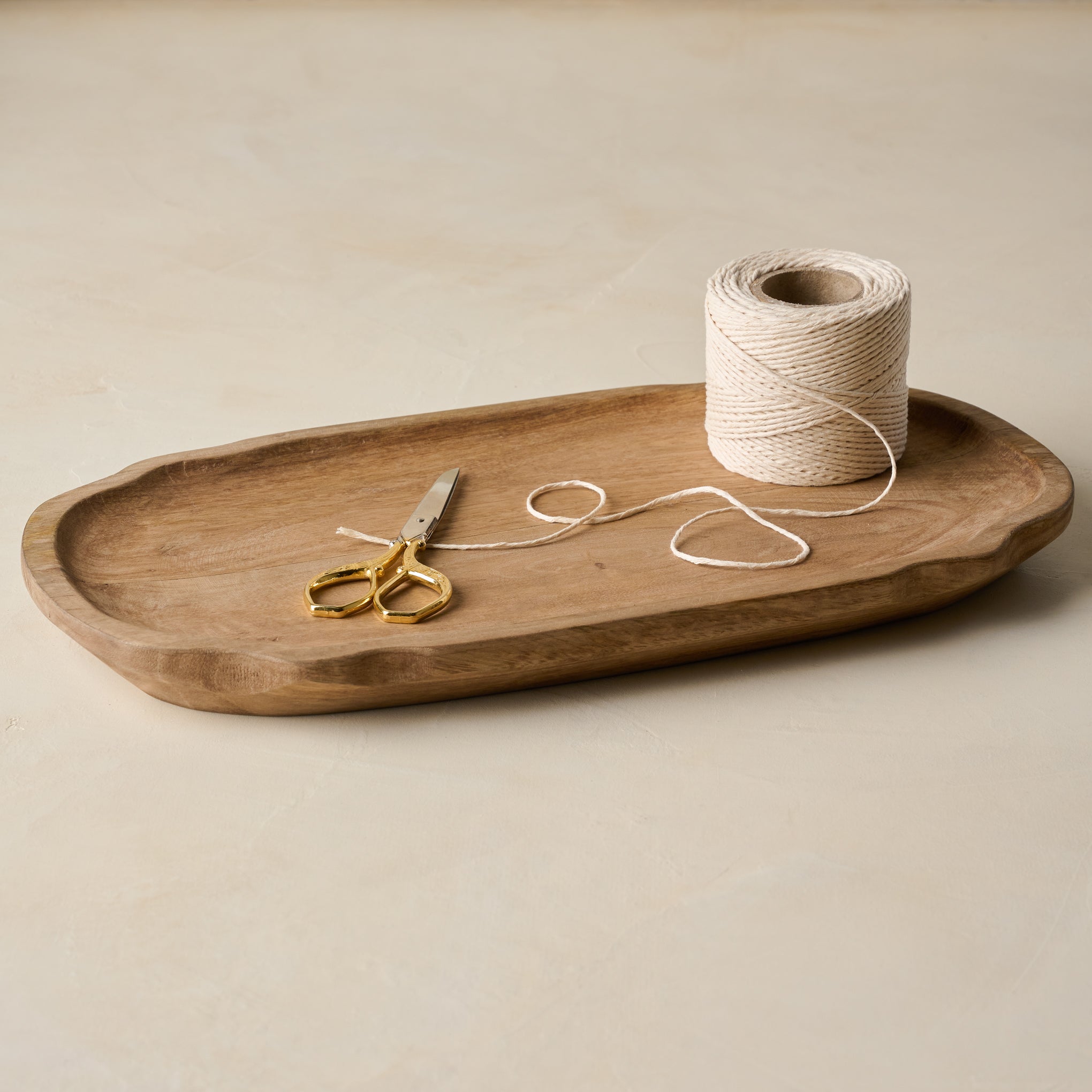 magnolia Small Brigitte Fluted Edge Wood Tray $44.00