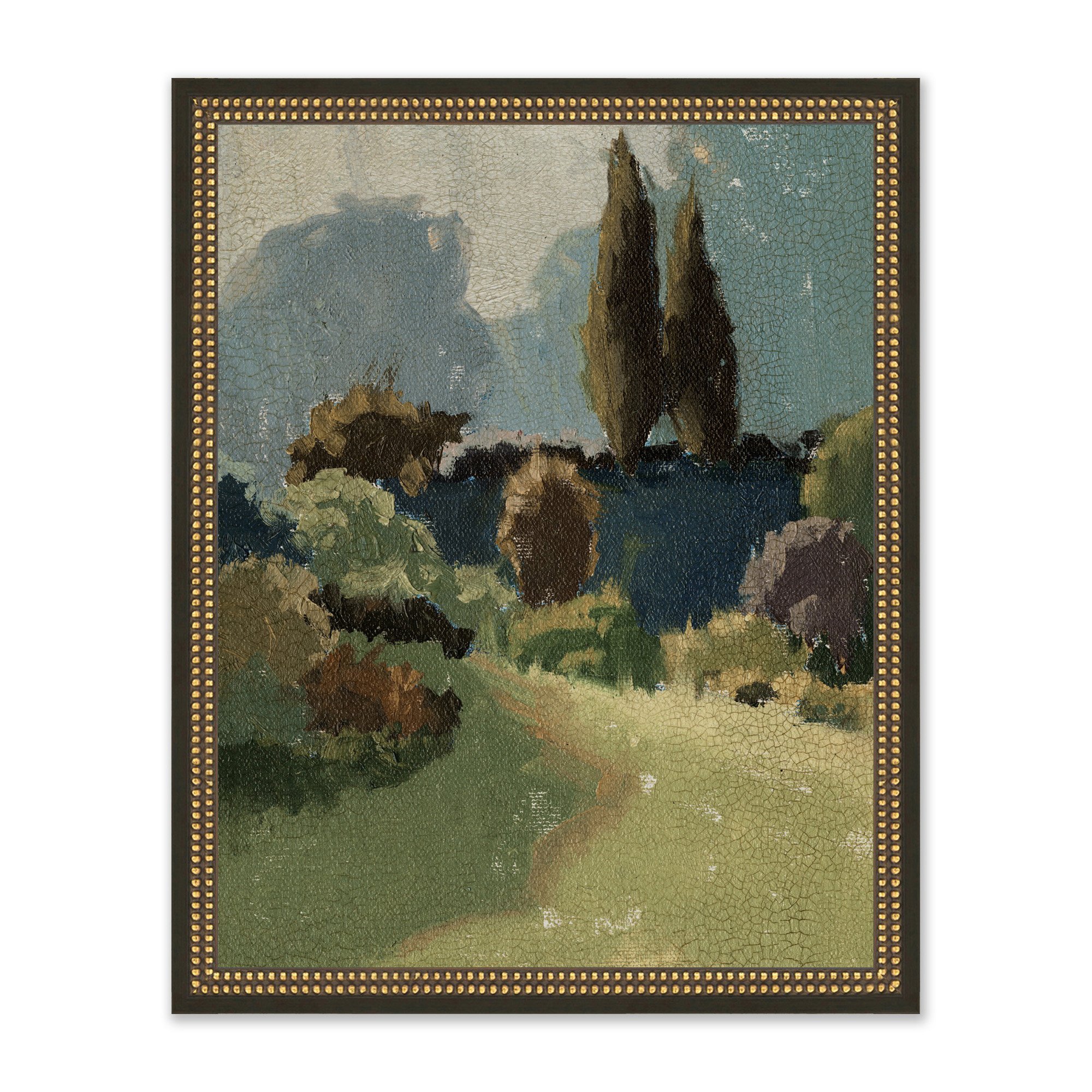 traditionally framed painting of a forest