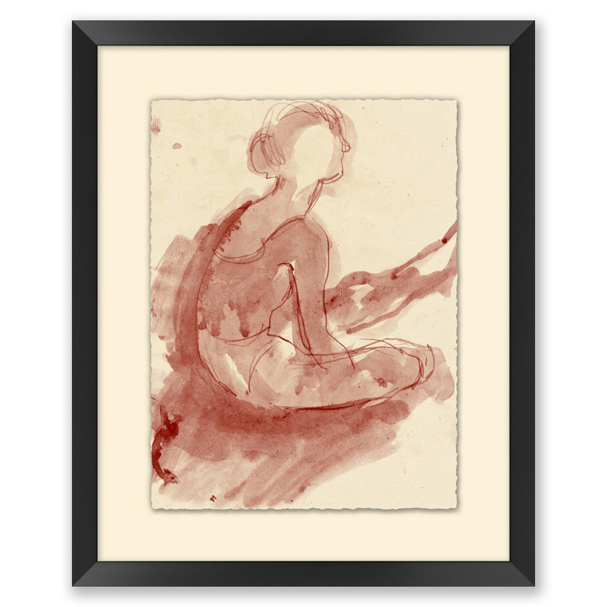 framed watercolor sketch of a dancer in a black frame $198.00