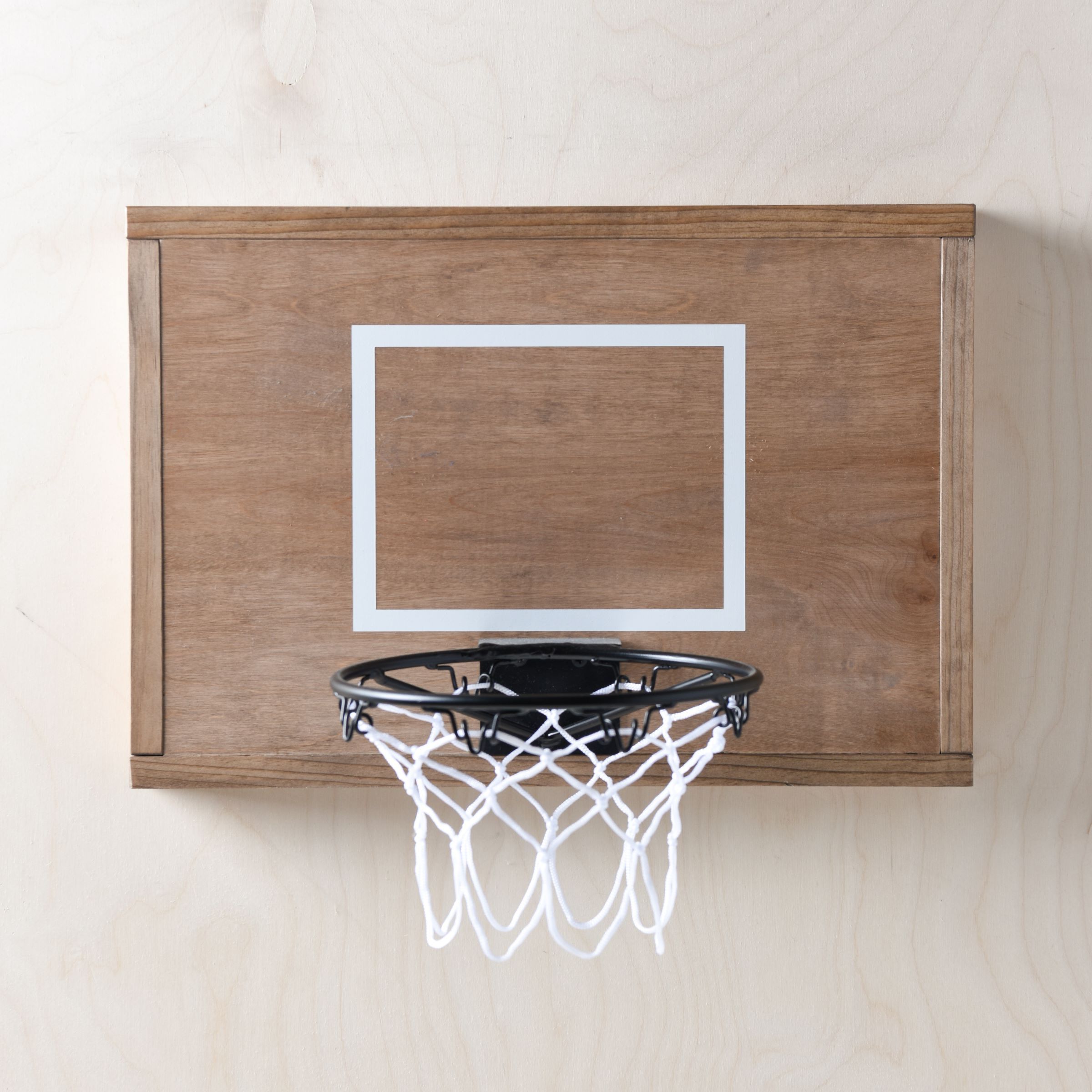 wall mounted natural wood mini basketball hoop $65.00