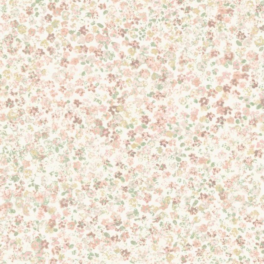 light pink floral pattern on white wallpaper