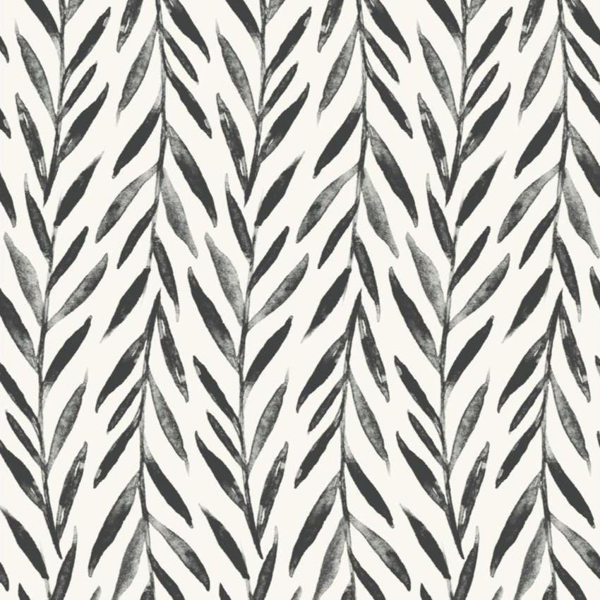 black and white willow branch pattern wallpaper