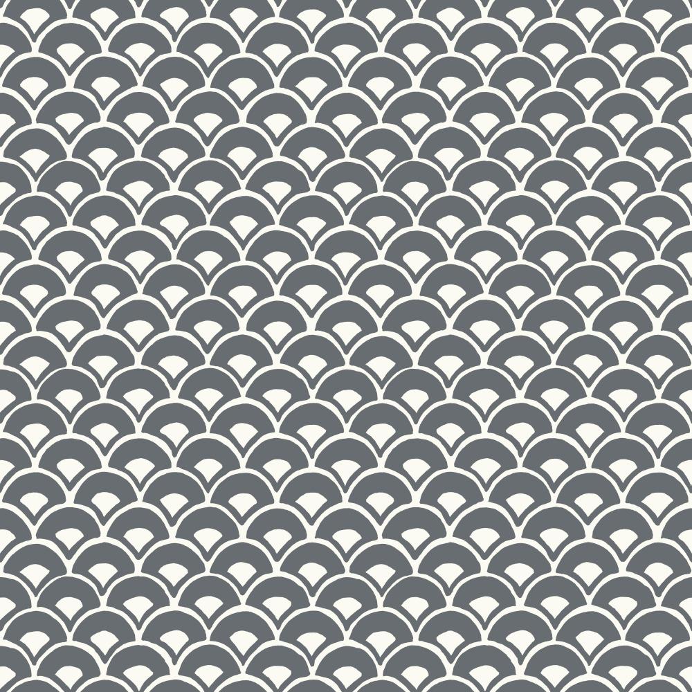charcoal and white modern scallops pattern wallpaper