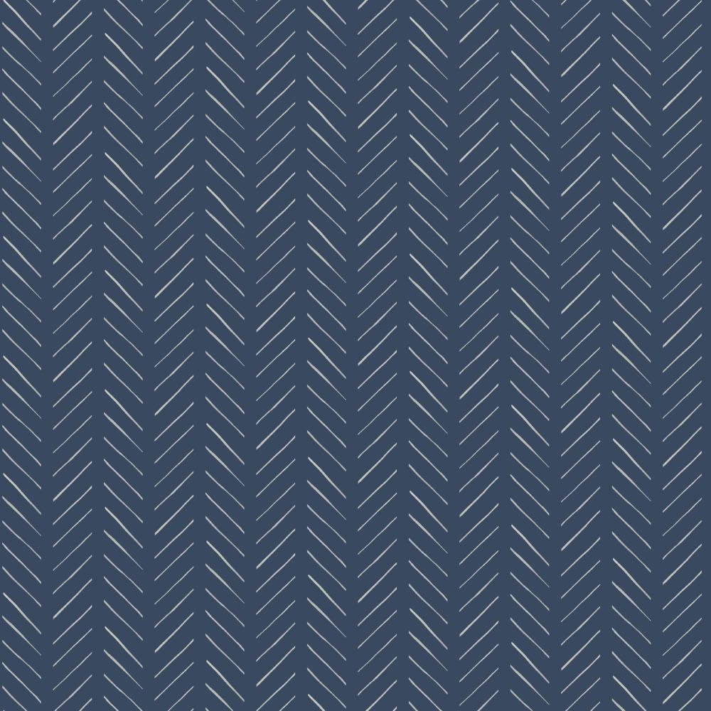 white and navy herringbone mark pattern wallpaper