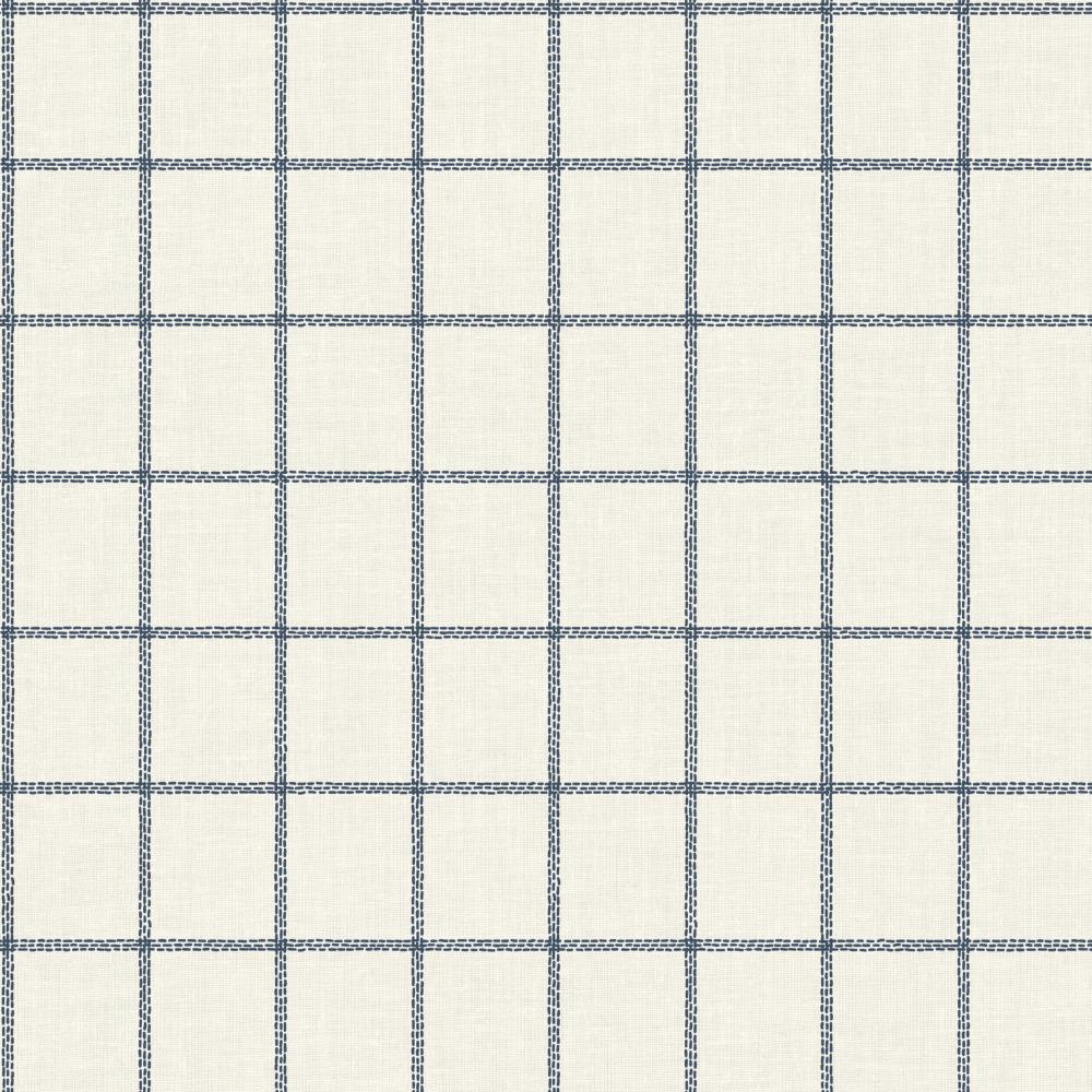 navy linen check pattern on white wallpaper