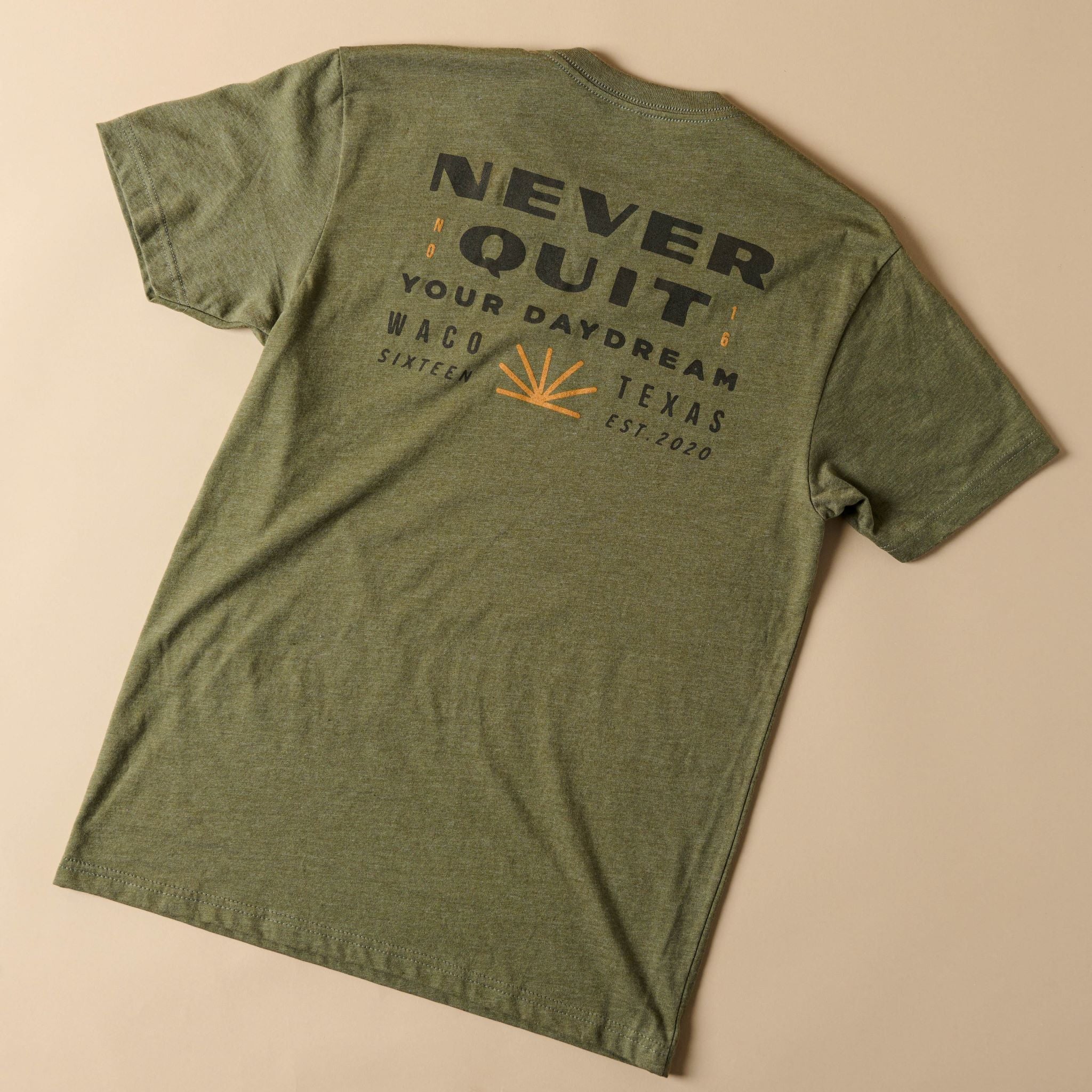 Magnolia Never Quit Military Green Shirt $32.00
