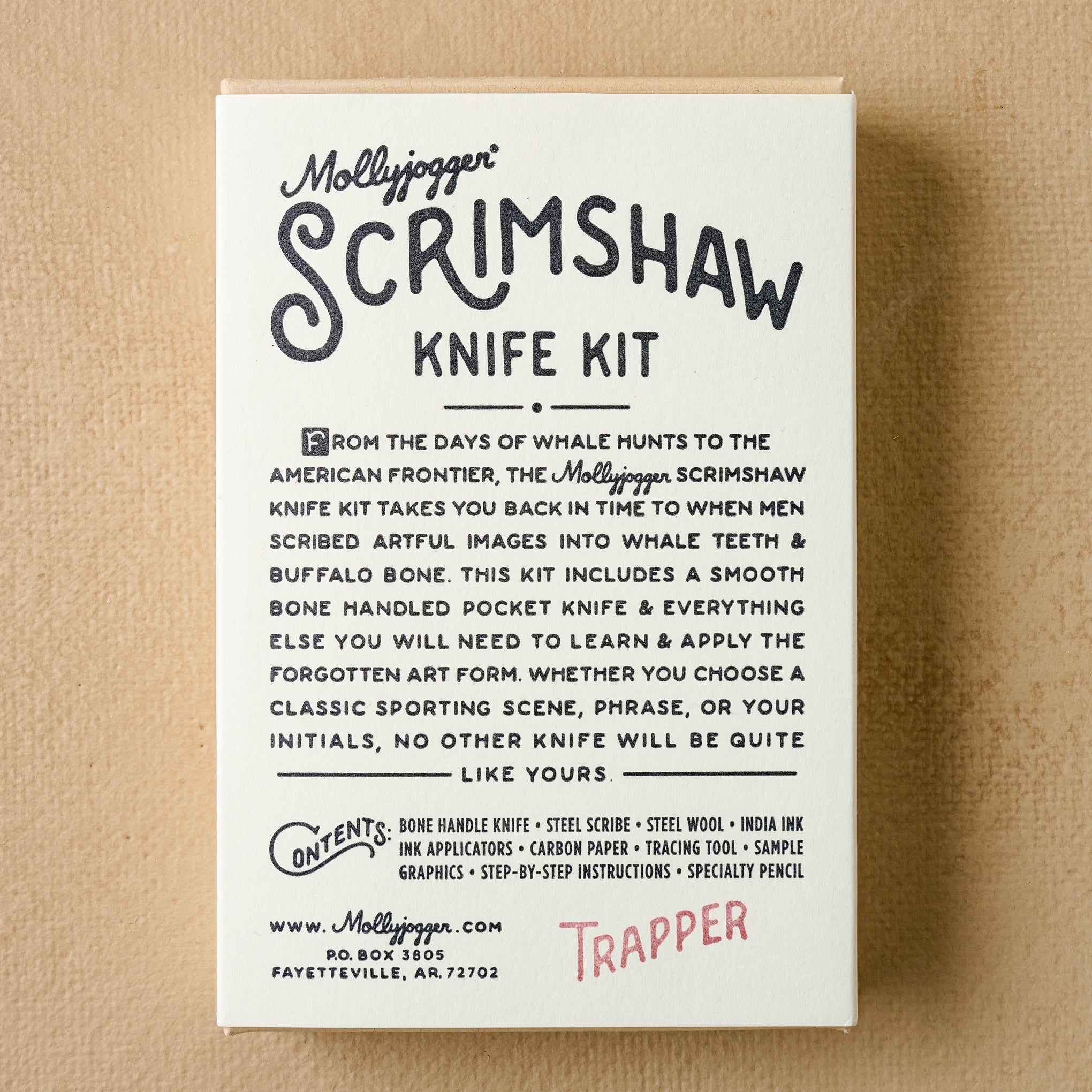 MJ Scrimshaw Kit + Trapper Knife $52.00