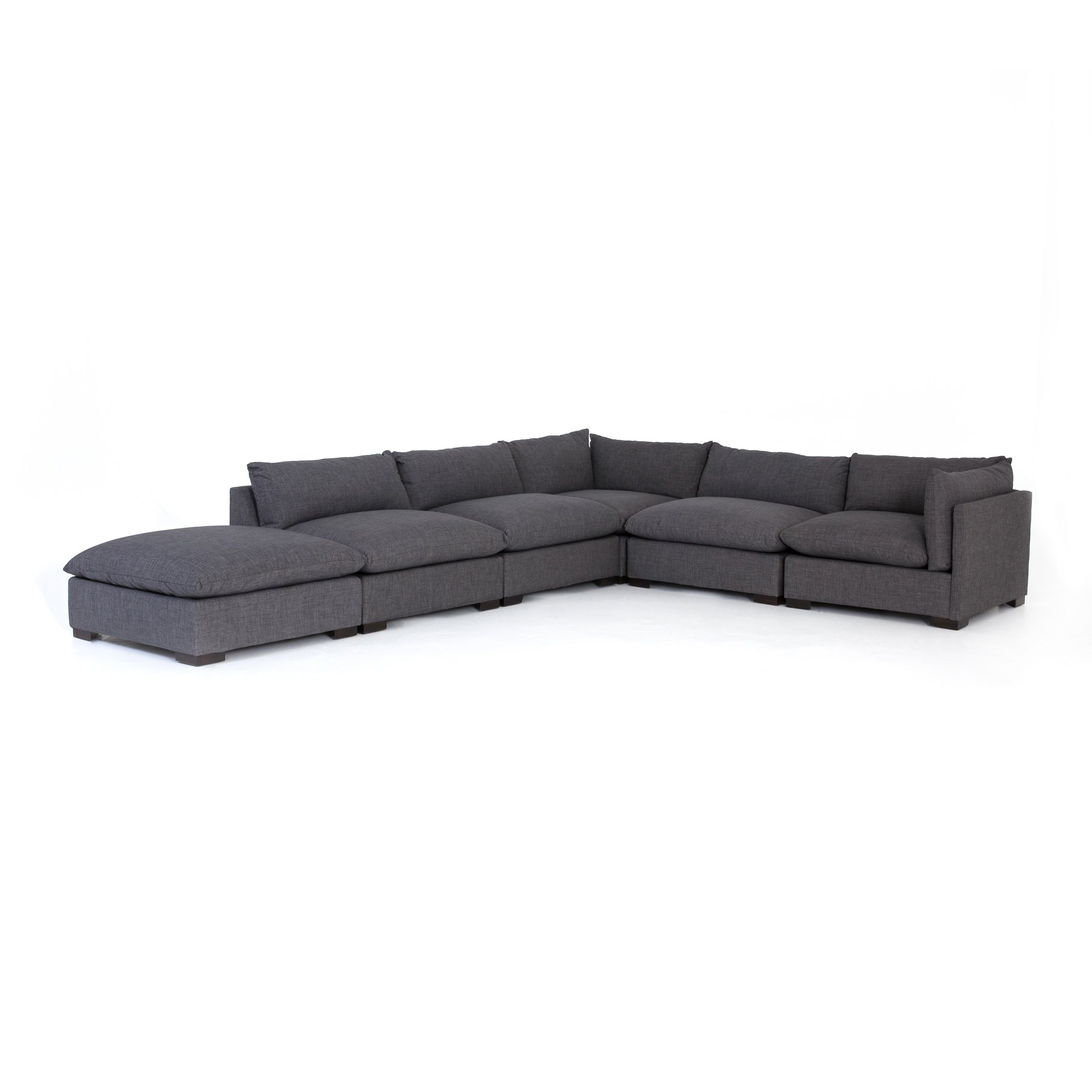 charcoal fabric L-shaped sectional sofa with ottoman for magnolia