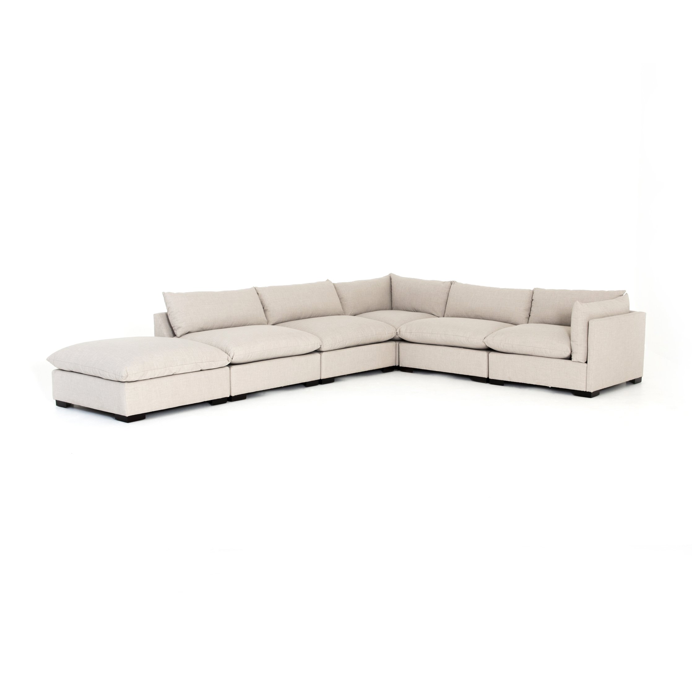 cream fabric L-shaped sectional sofa with ottoman for magnolia $6999.00