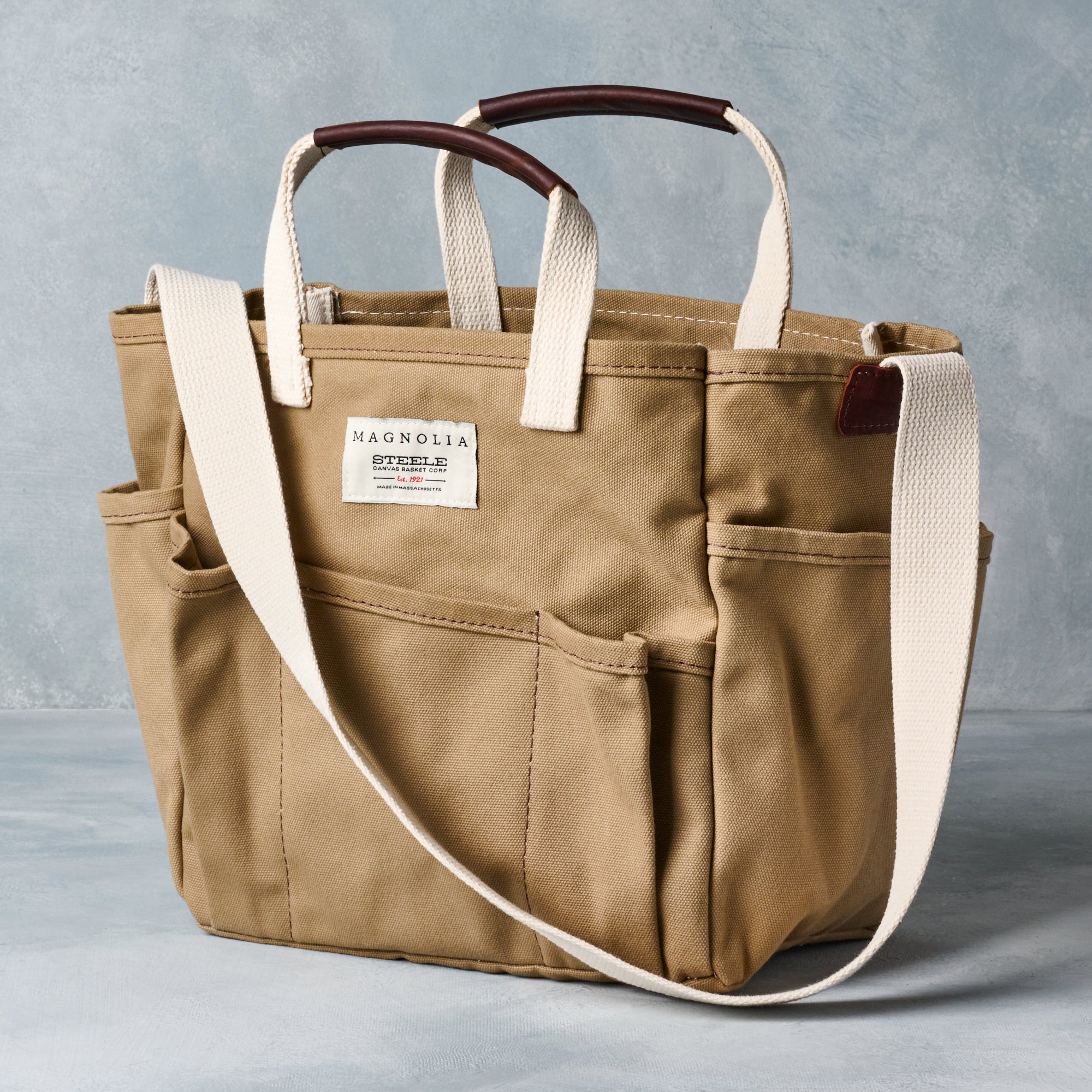 Magnolia Steele Canvas Utility Tote Khaki On sale for $59.99, discounted from $108.00
