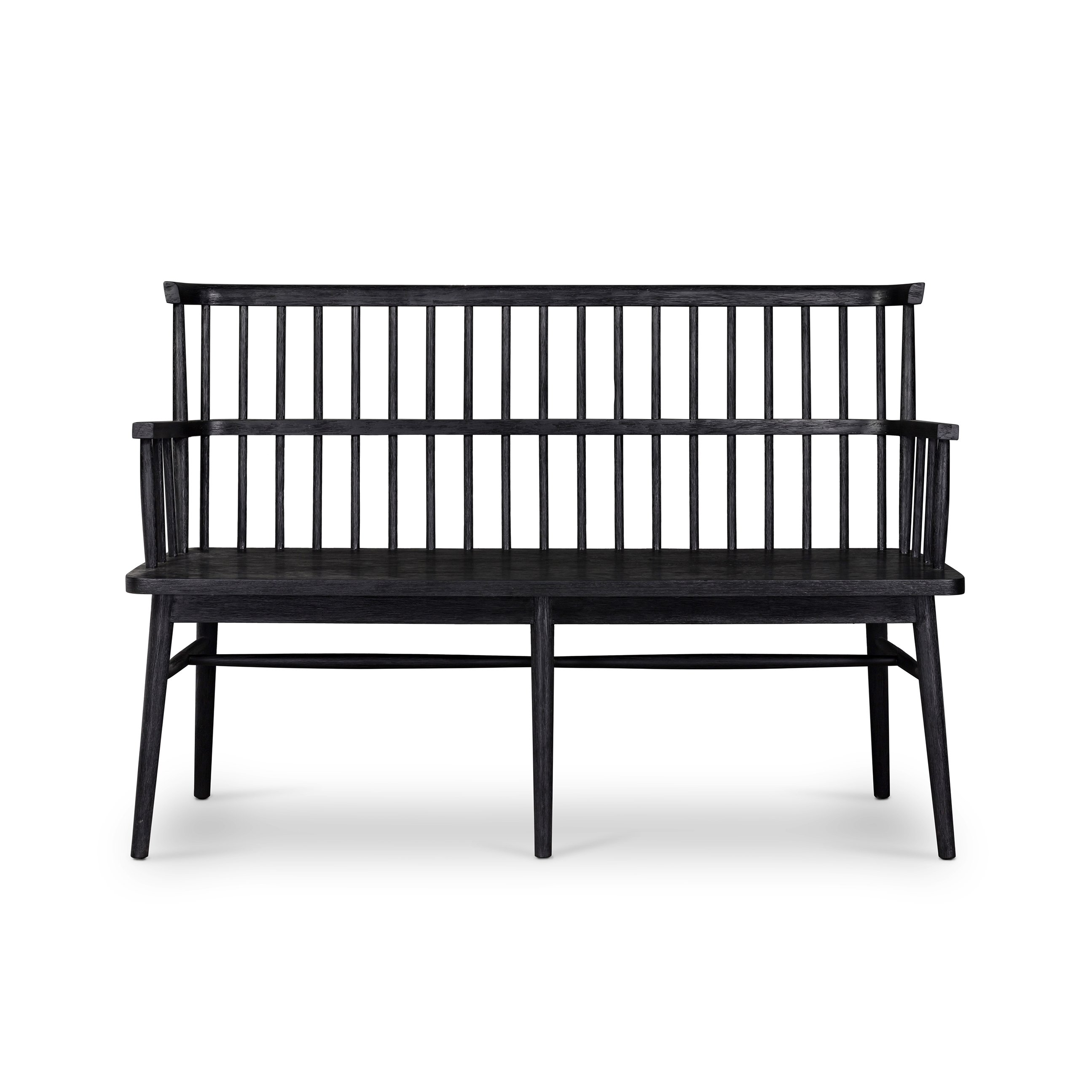 black oak spindle back bench
