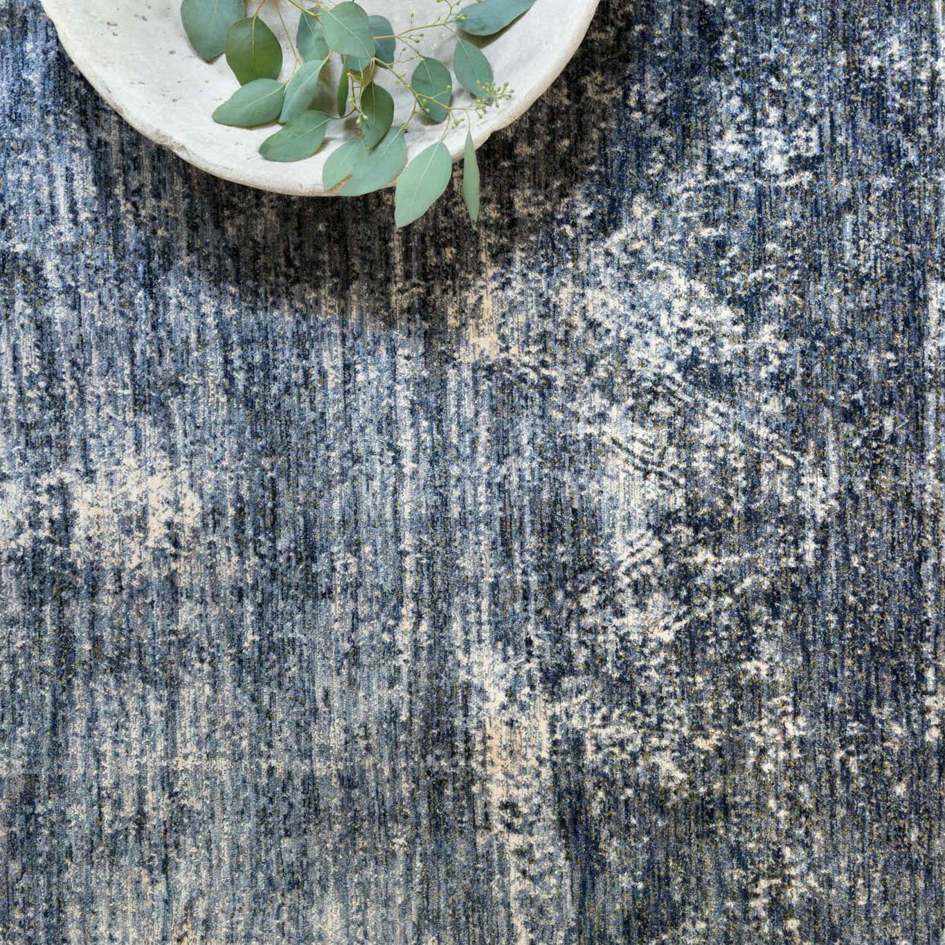 distressed blue and ivory rug