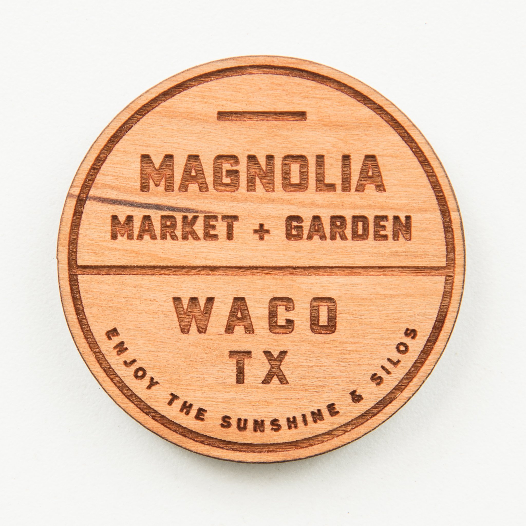 magnolia market and garden logo wooden magnet $5.00