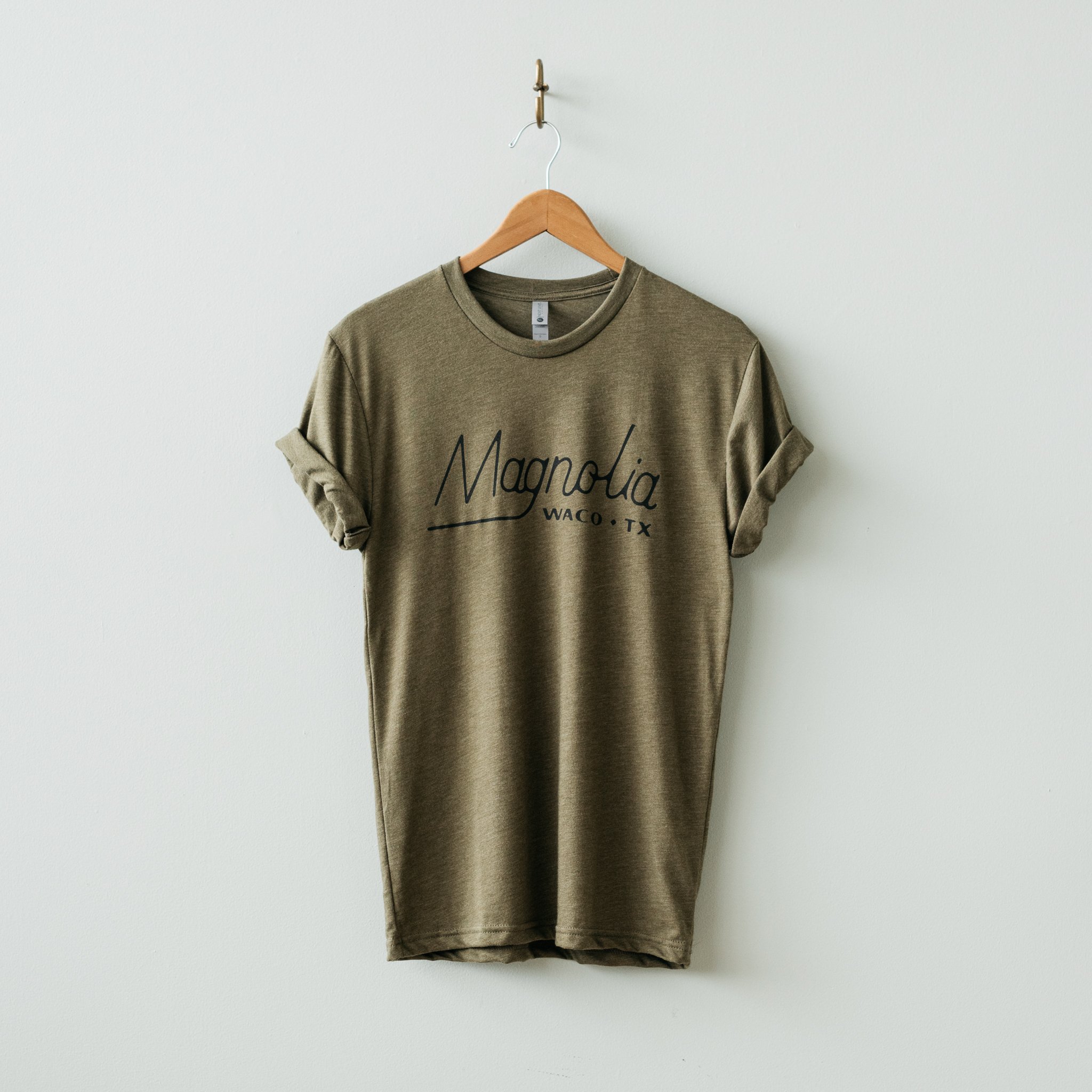 olive green magnolia vintage logo tshirt $32.00